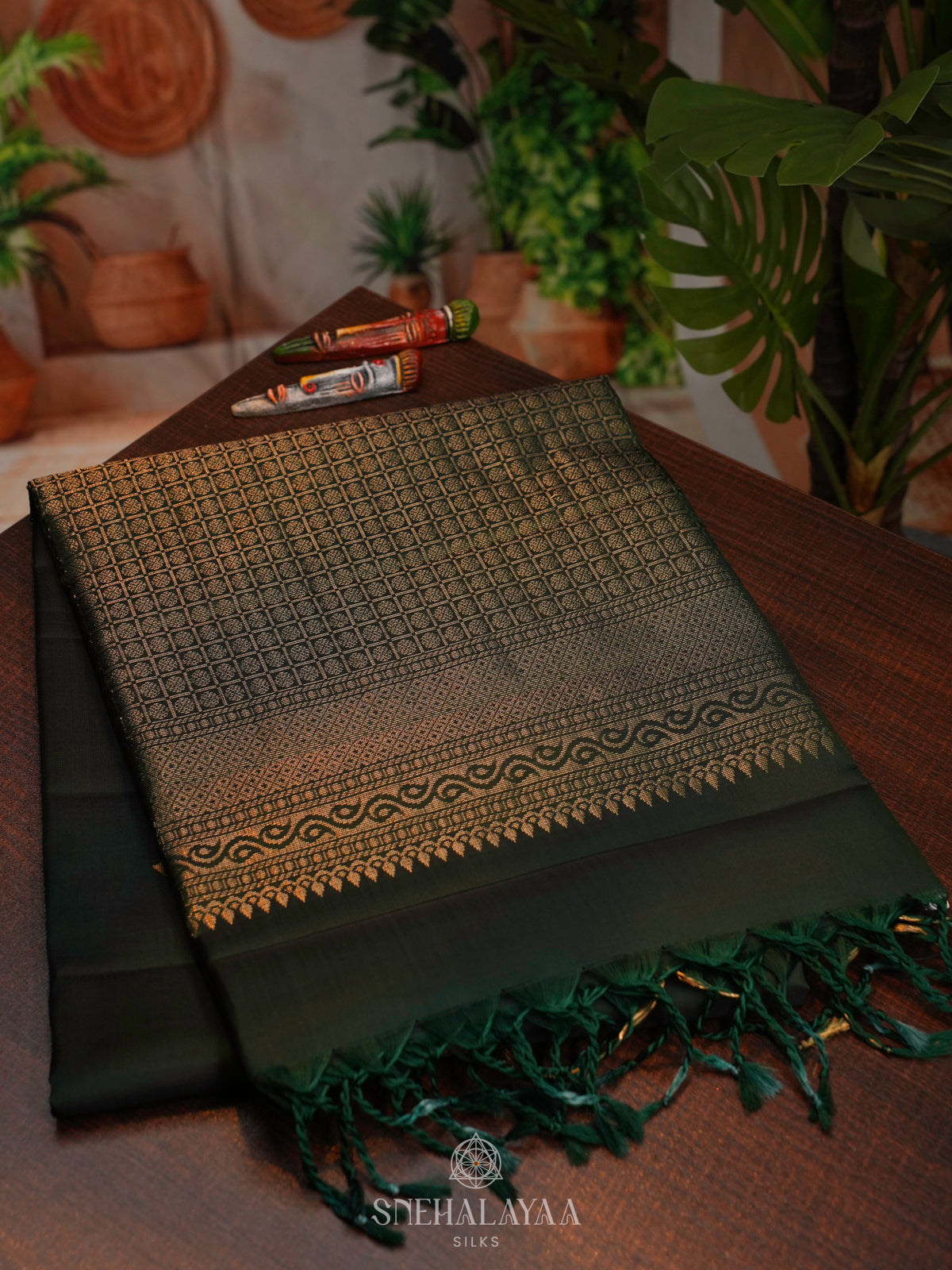 Forest Green Soft Silk Saree