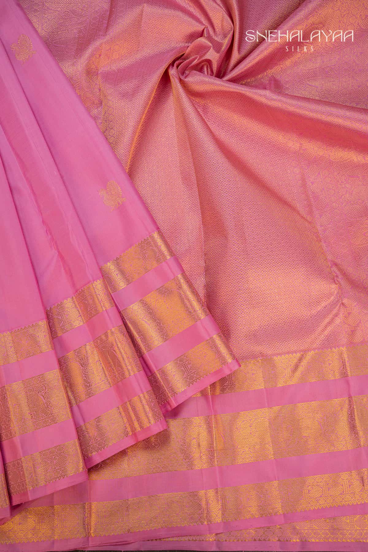Pink Kancheevaram Silk with Butta