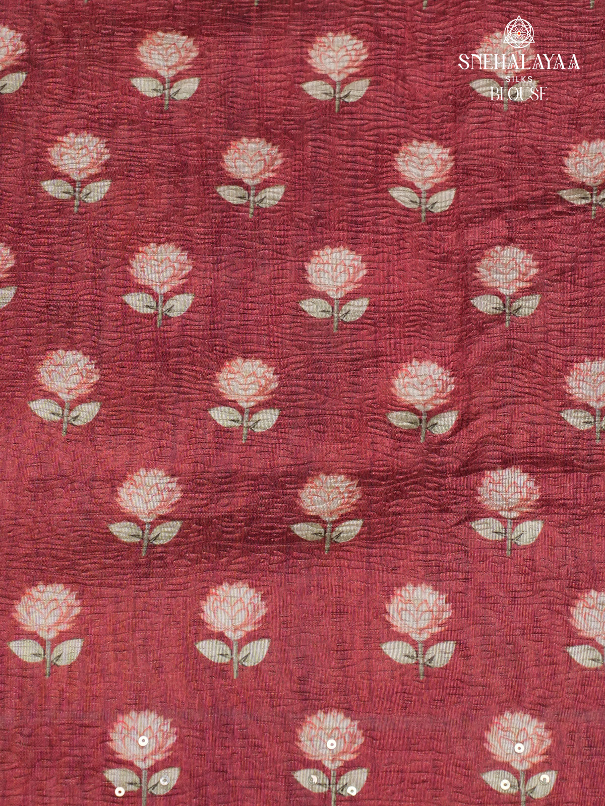 Rust Red Crush Embroidery Saree