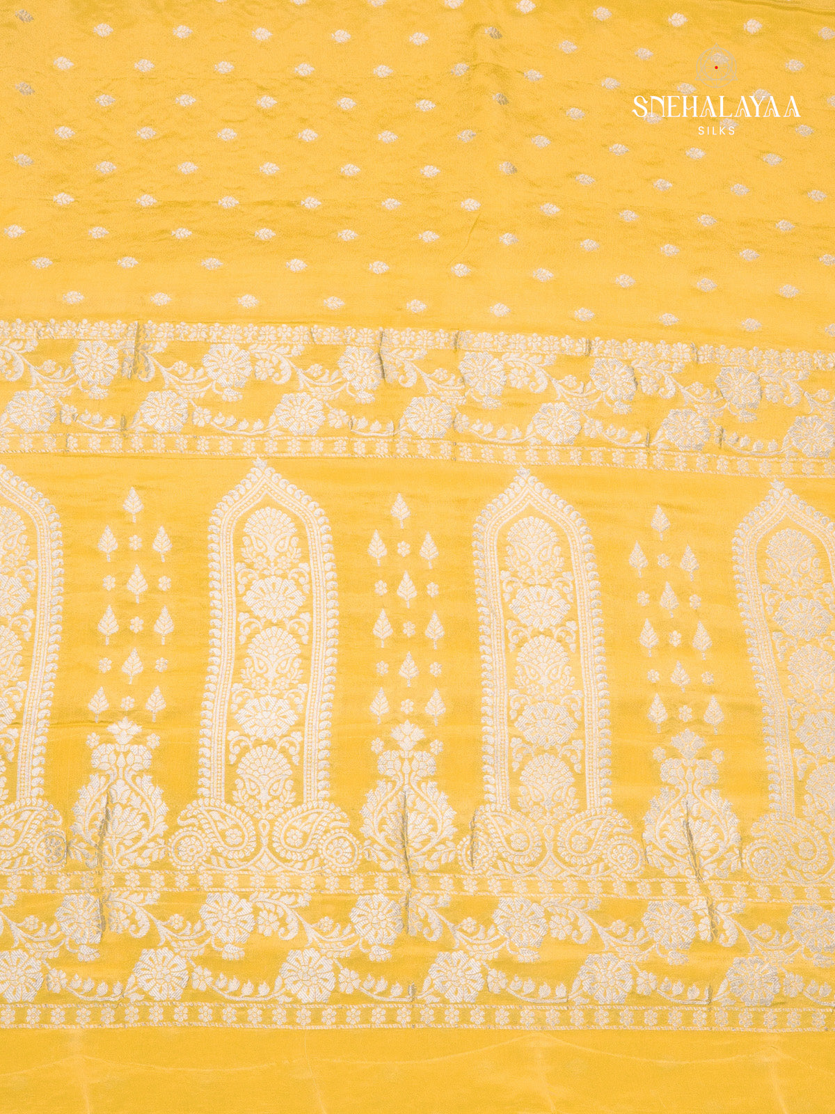 Yellow Banaras Crepe Silk Saree