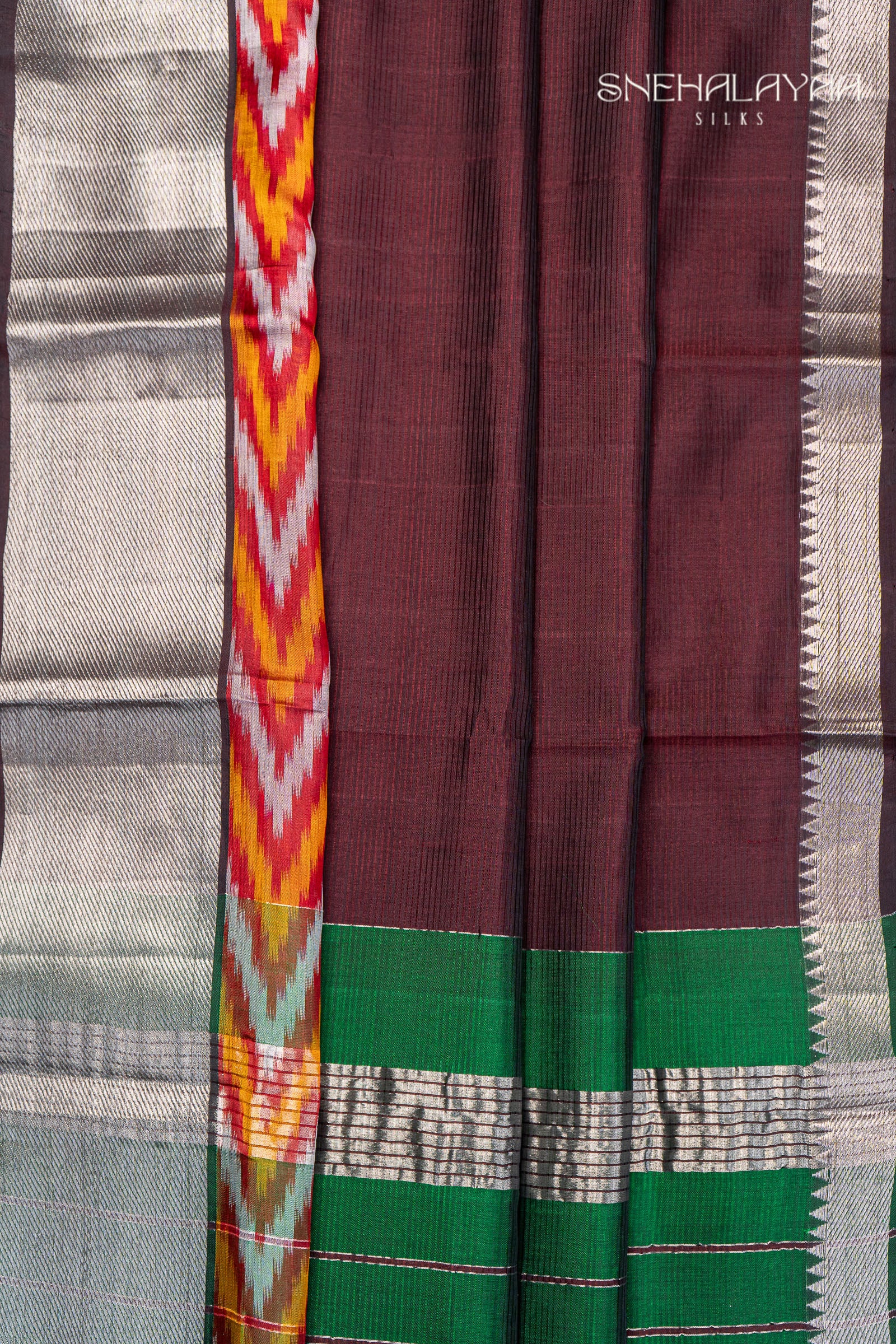 Coffee Brown Mangalgiri Silk Saree