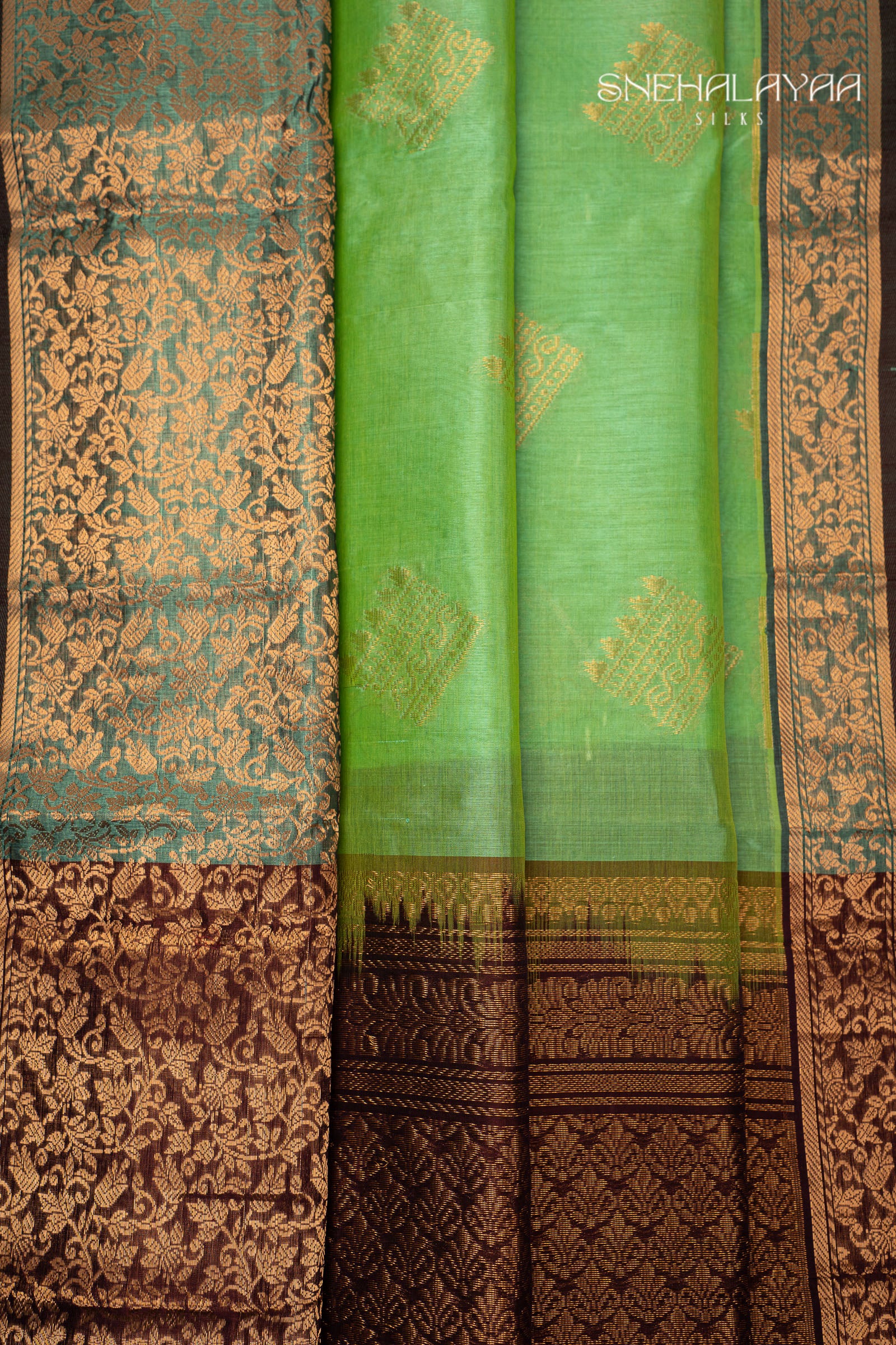 Parakeet Green Silk Cotton Saree