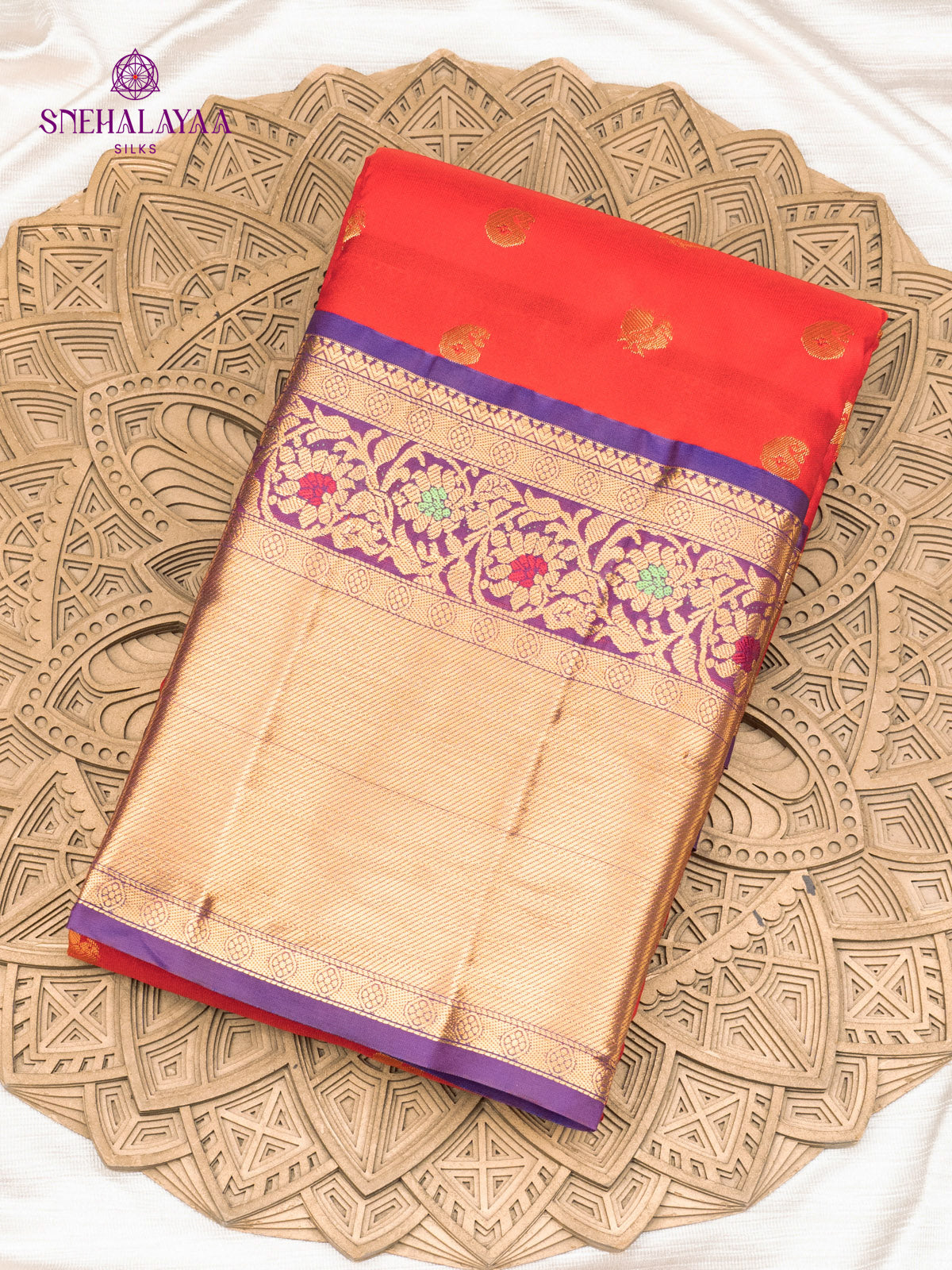 Rust Orange Gadwal Silk Saree