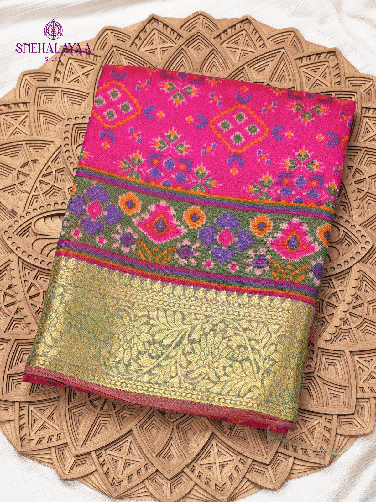 Rani Pink Ikat Saree