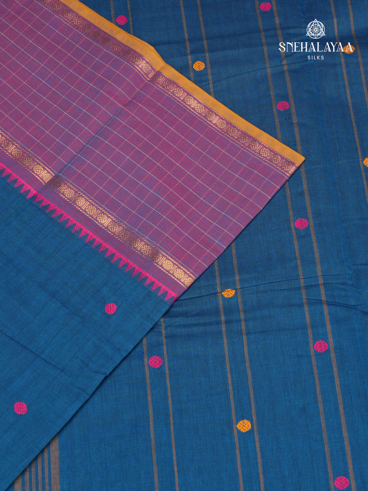 Peacock Blue Chettinad Cotton Saree