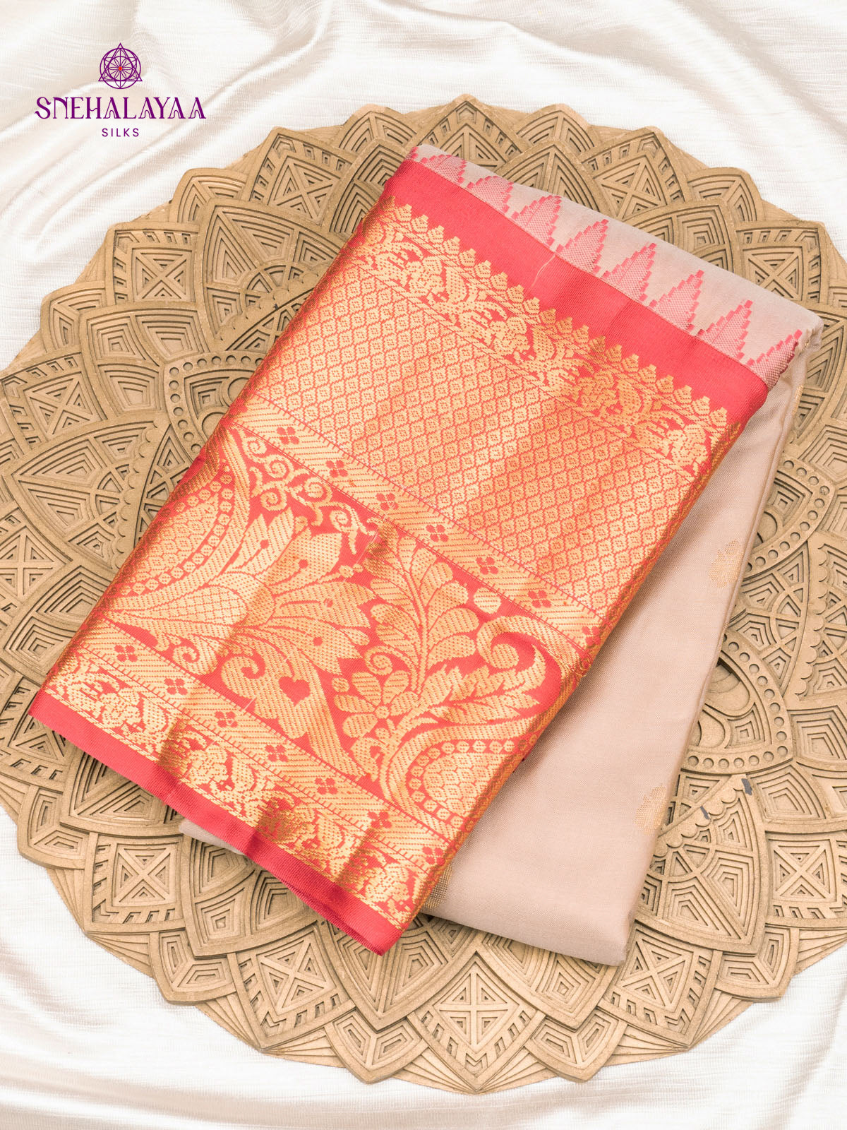 Beige Gadwal Silk Saree