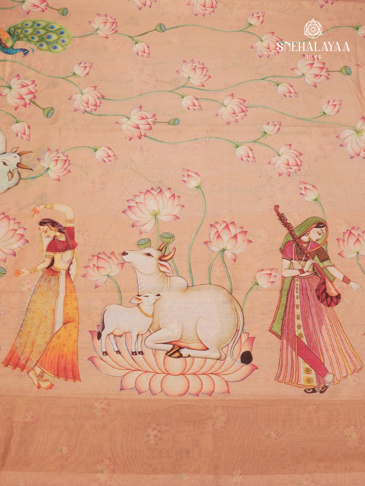 Peach Chanderi Saree