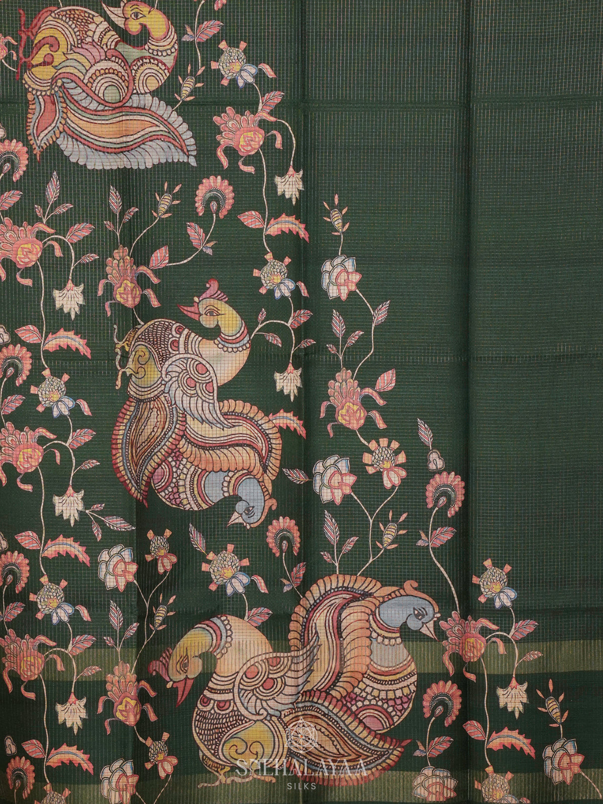 Yellow Tussar Saree with Floral Prints