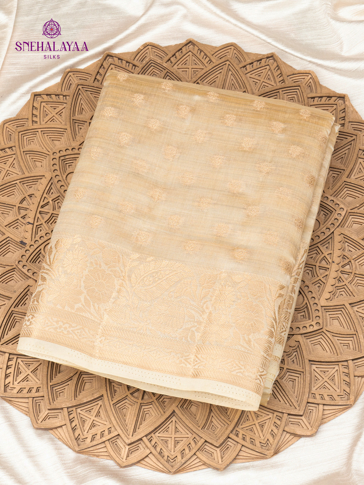 Cream Raw Silk Saree