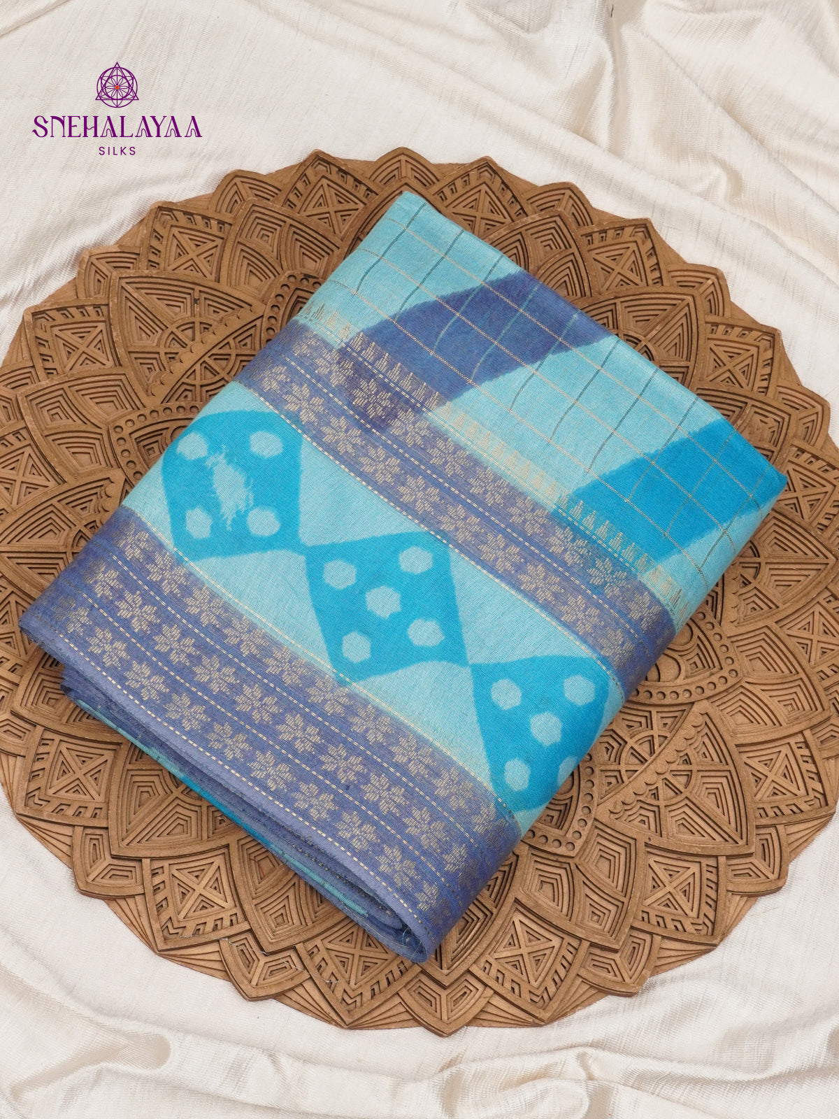Sky Blue Bamboo Silk Saree