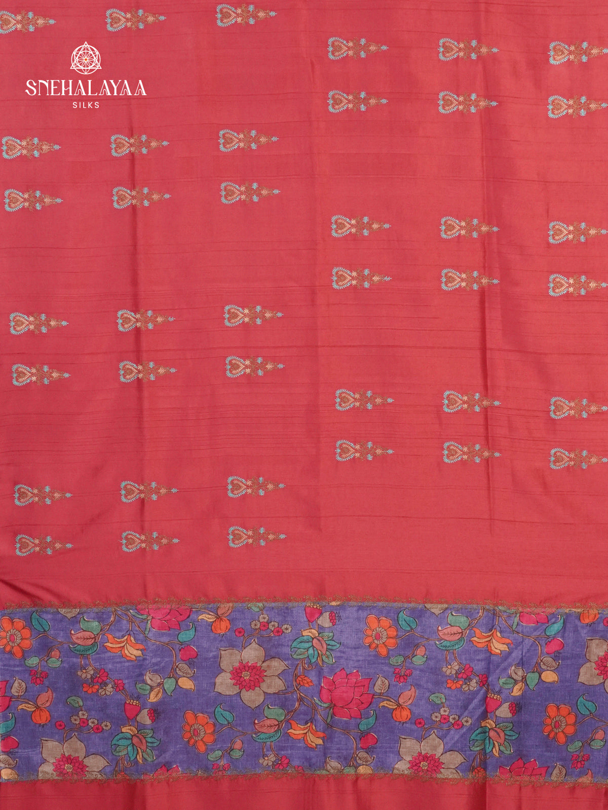 Maroon Soft Tussar Embroidery Saree