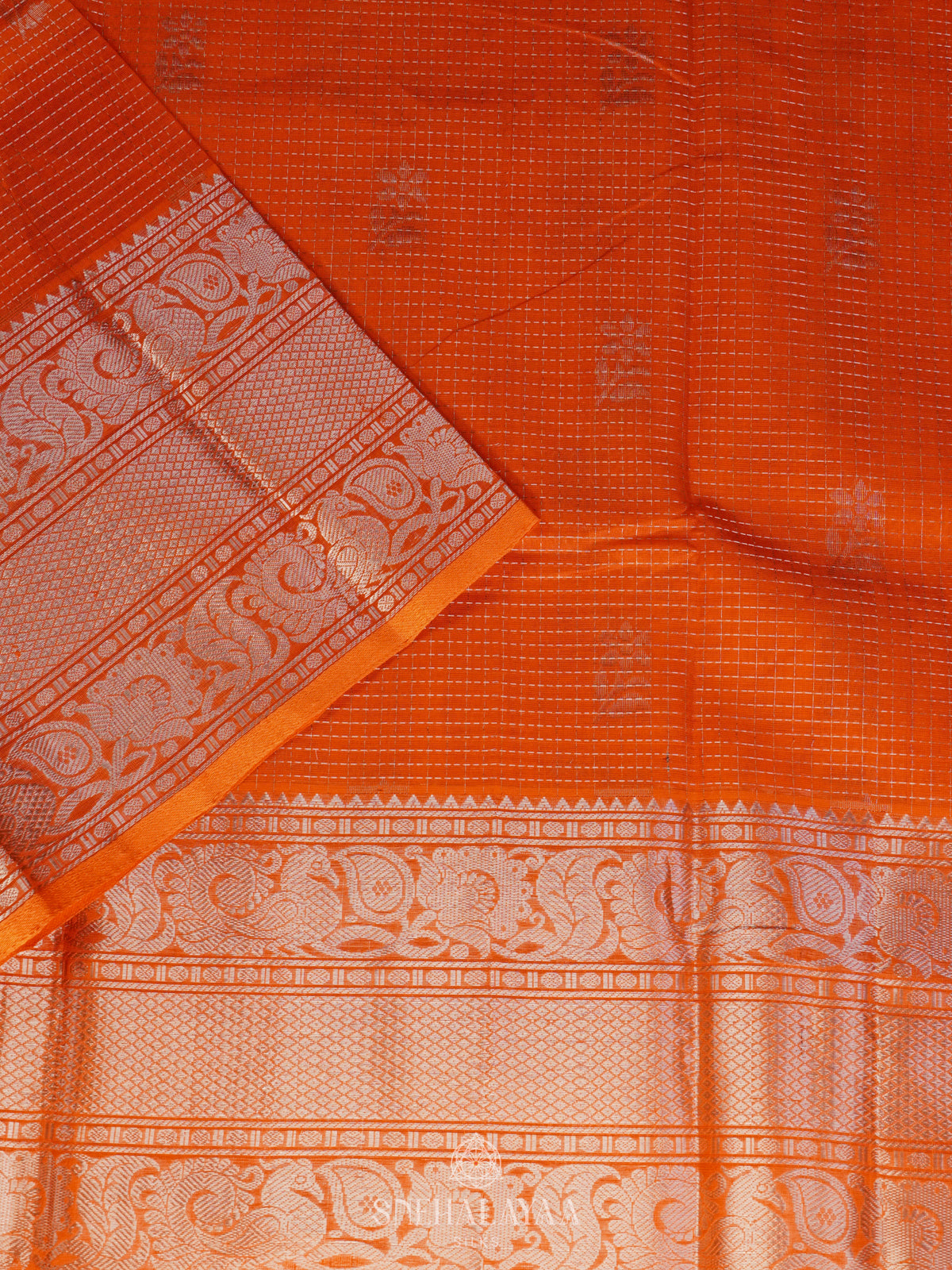 Orange Managalagiri Kuppadam Silk Cotton Saree