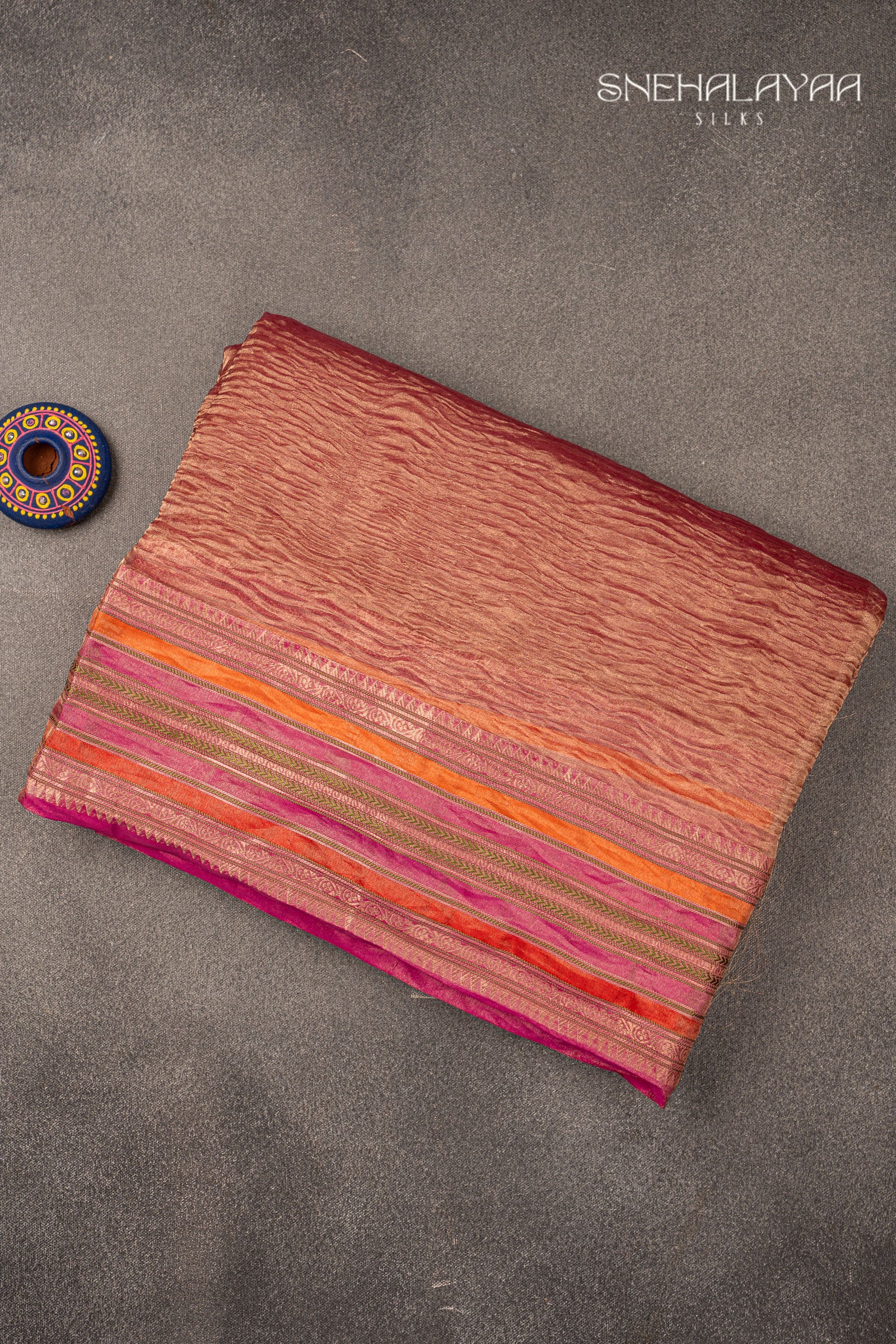 Metallic Magenta Crush Tissue Saree