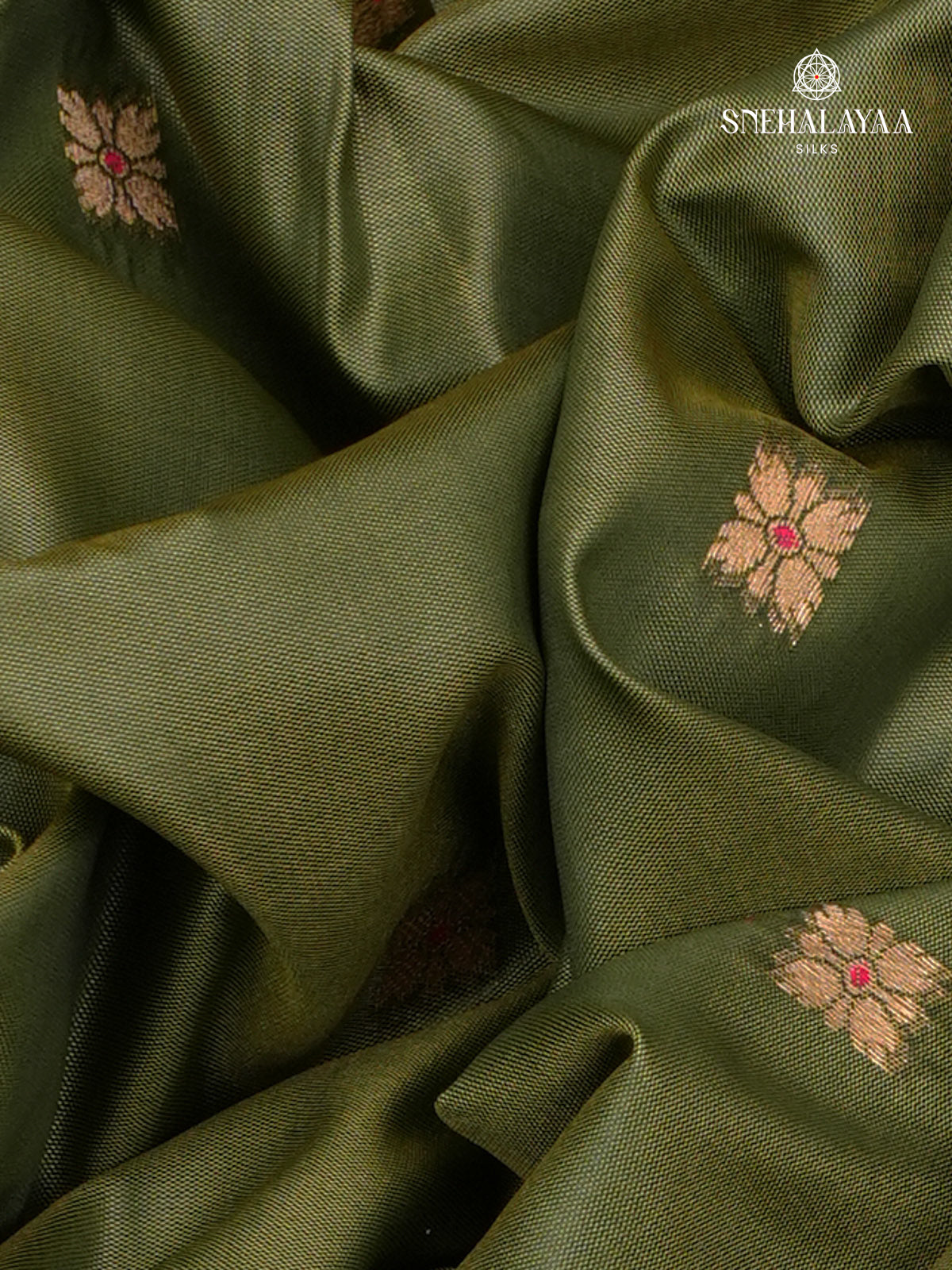 Olive Green Banaras Paithani Saree