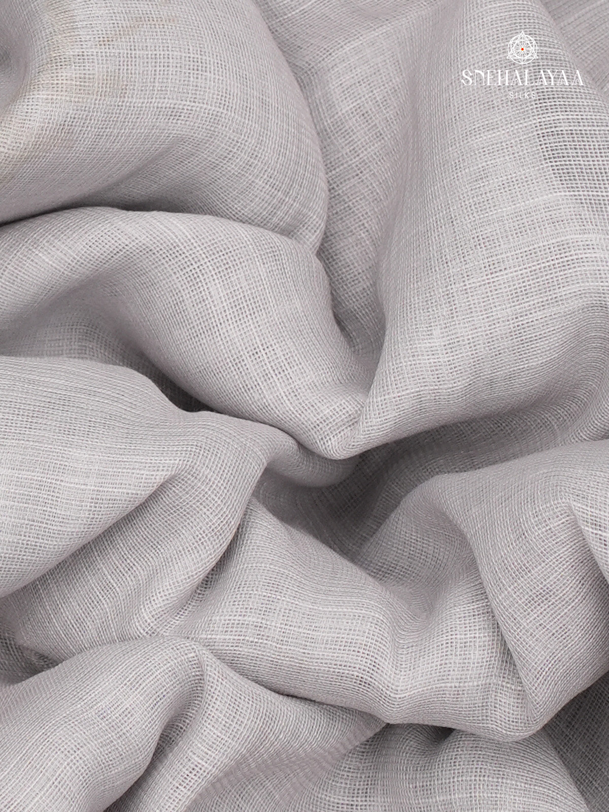 Pastel Grey Printed Linen Saree