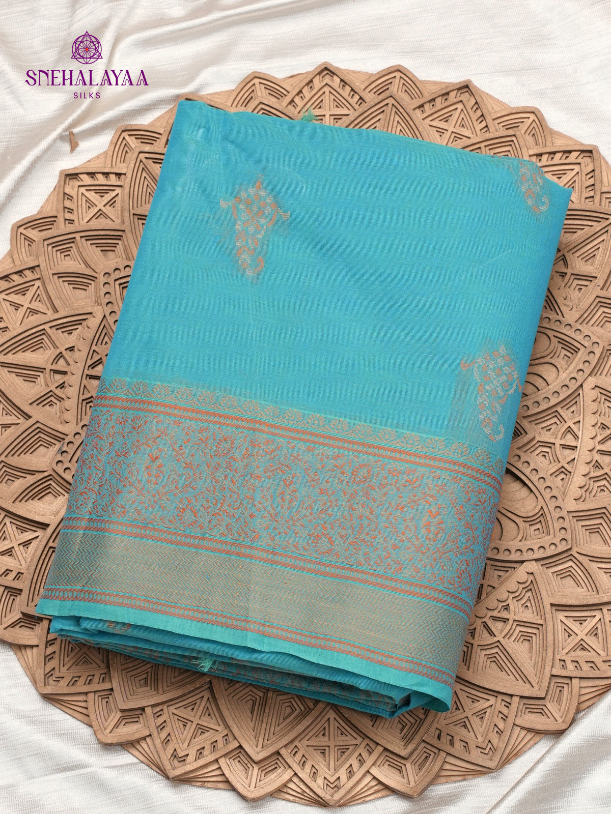 Sky Blue Handloom Cotton Saree