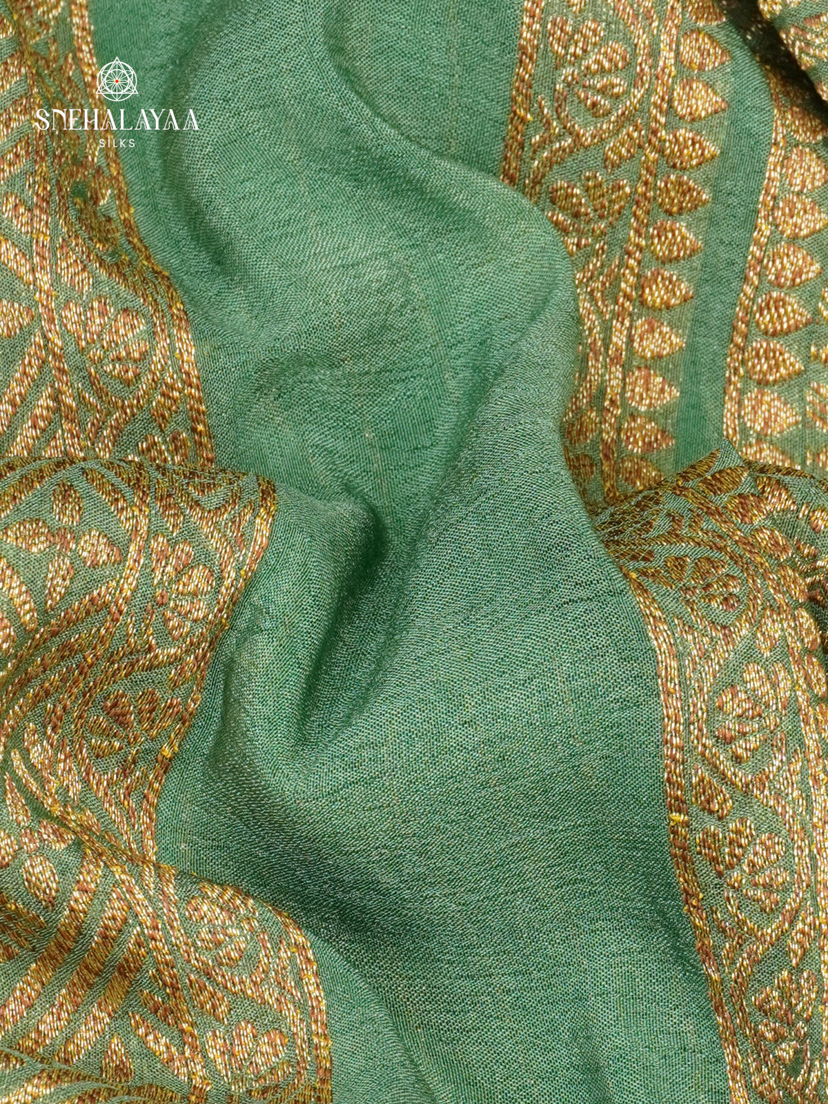 Pale Green Banaras Crepe Silk Saree