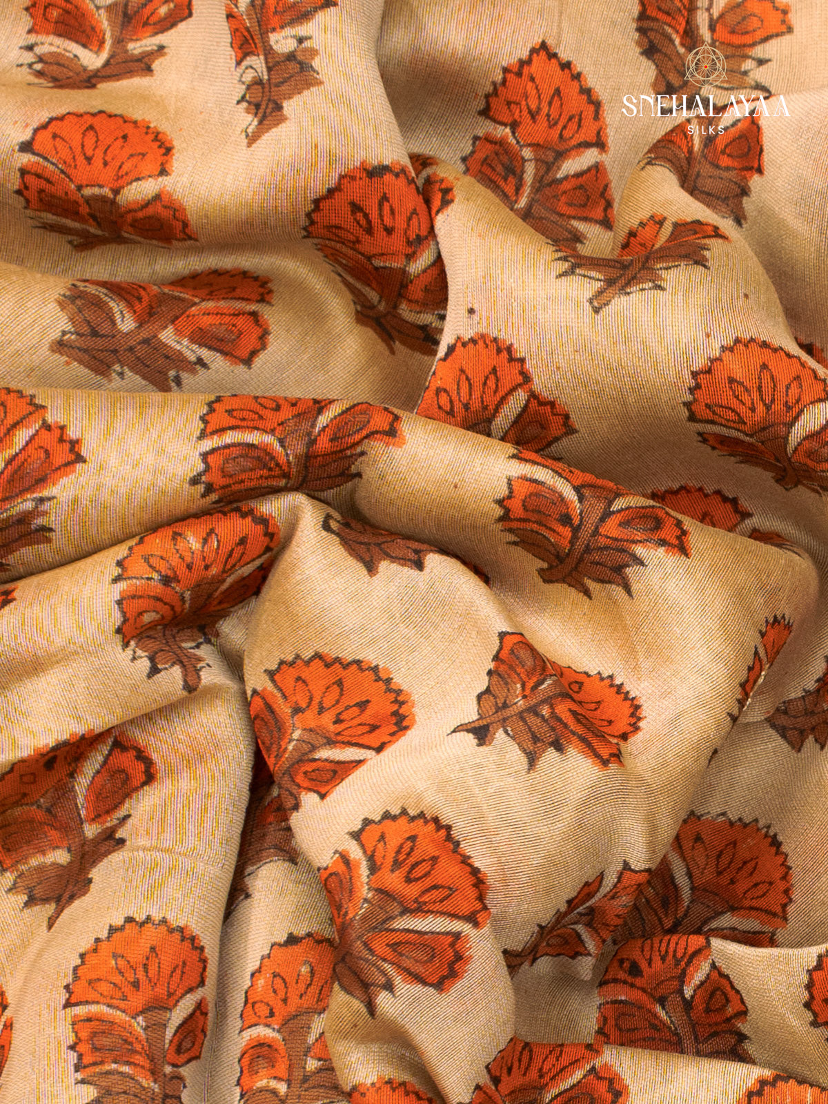 Beige Chanderi Saree