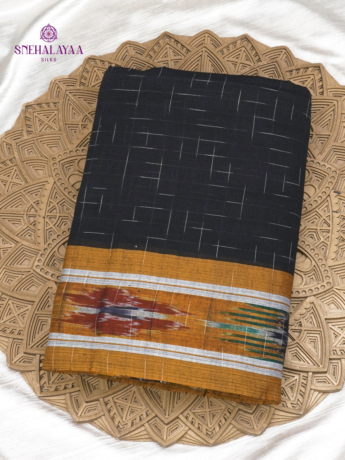 Black Sambalpuri Cotton Saree