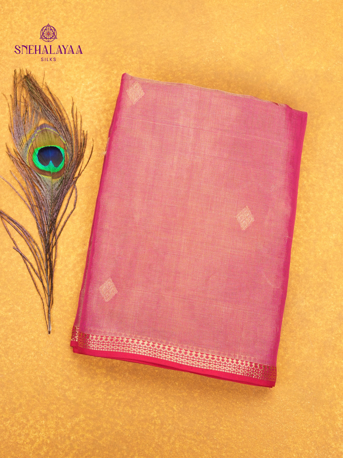 Pale Pink Maheshwari Silk Saree