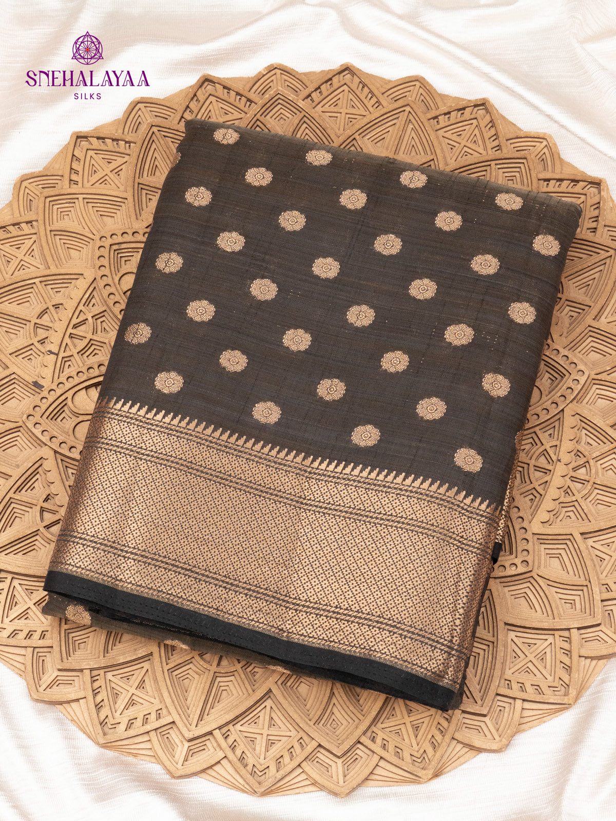 Black Raw Silk Saree