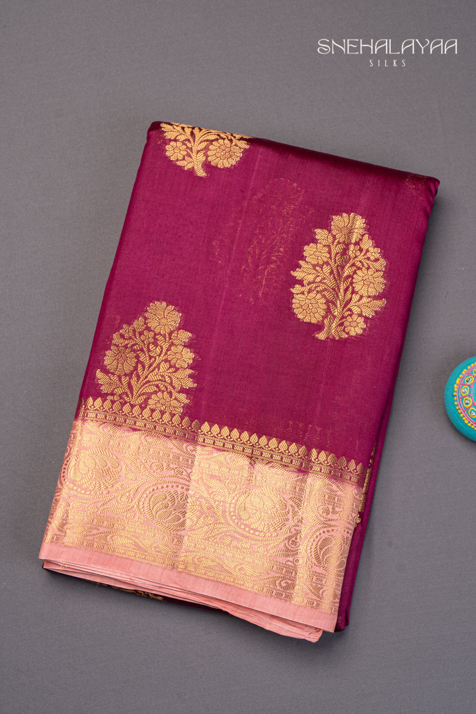 Boysenberry Banaras Dupion Silk Saree