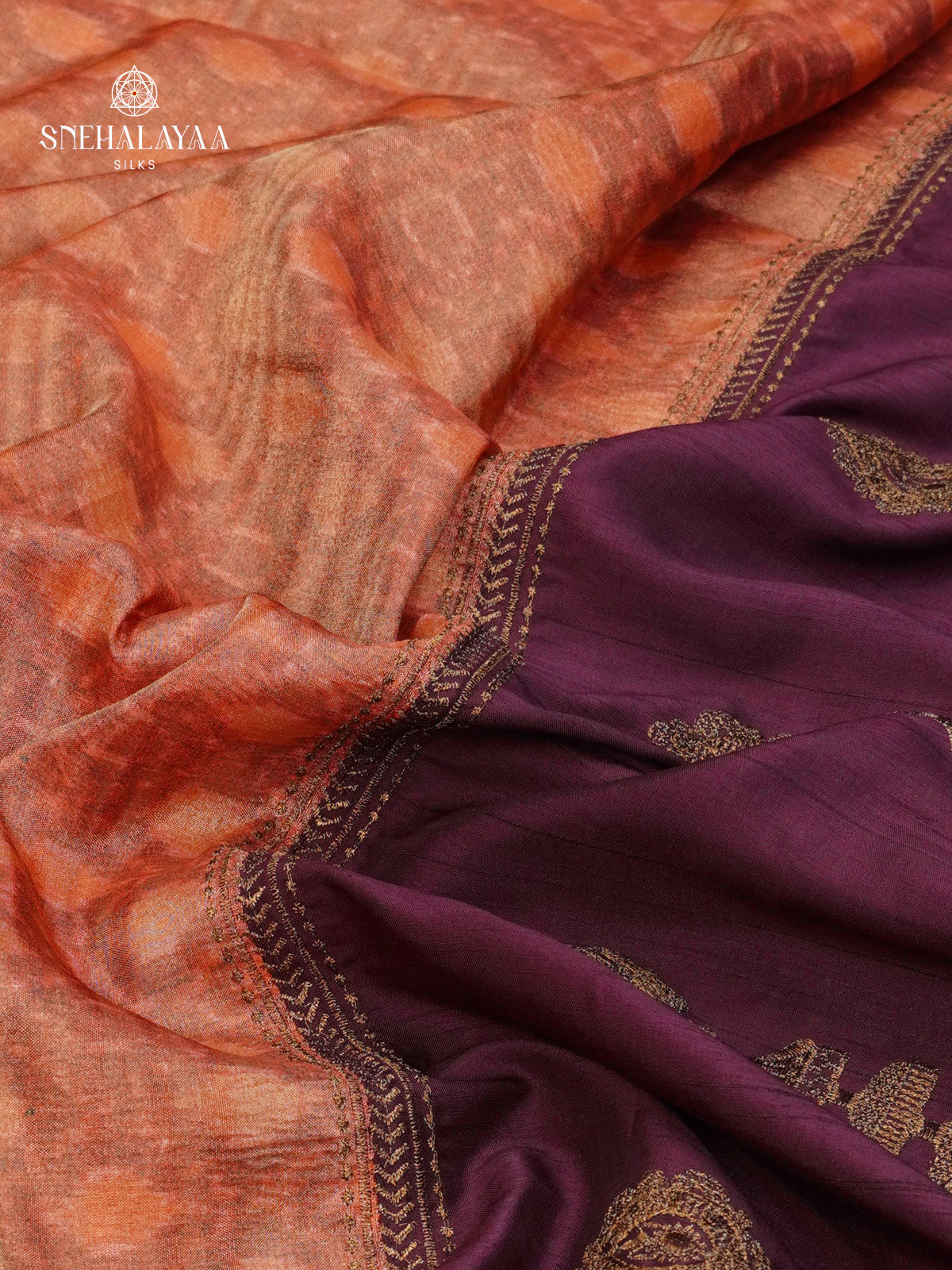 Peach Soft Tissue Embroidery Saree