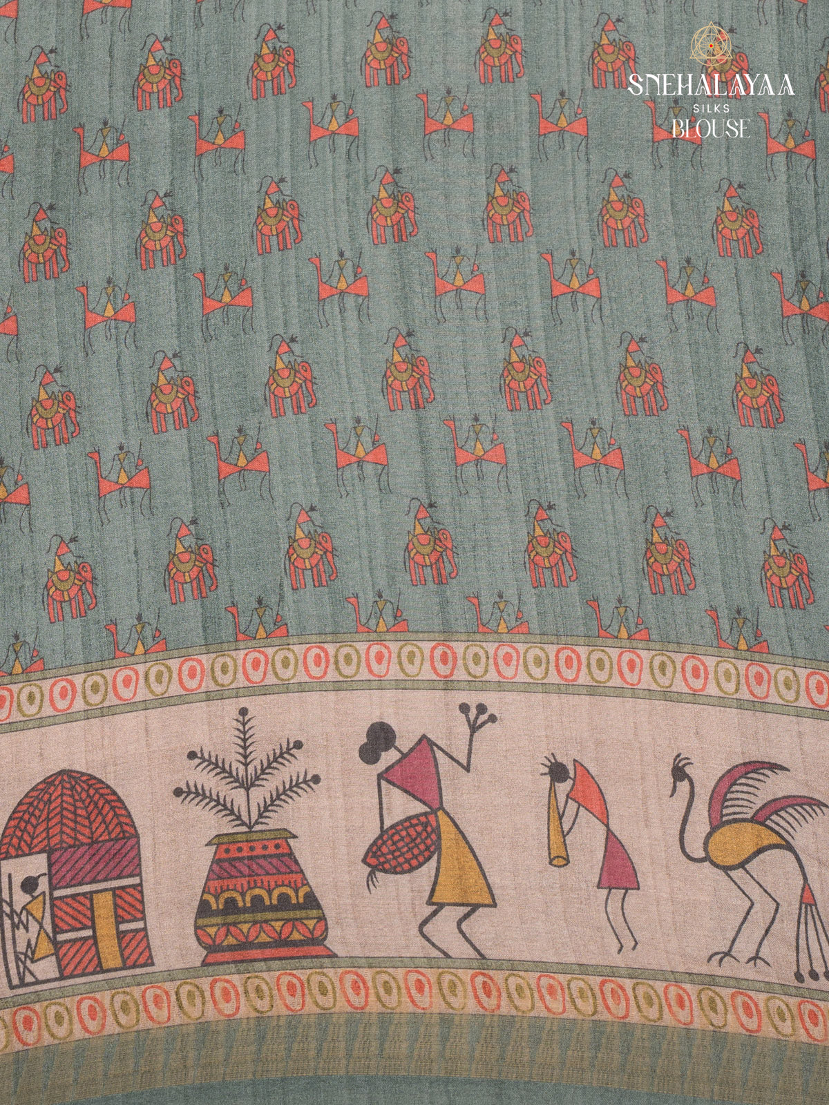 Sage Green Dola Saree