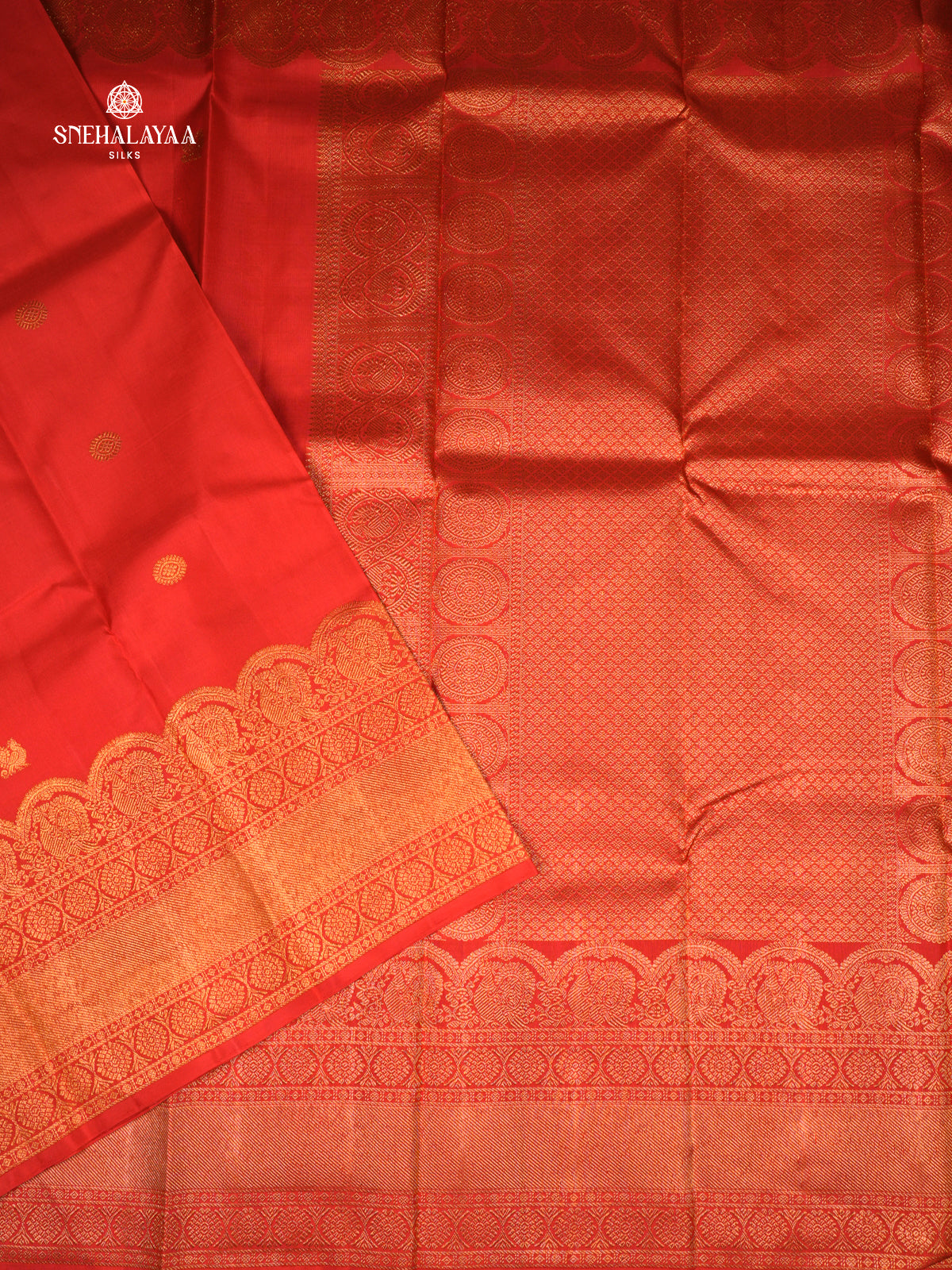 Rust Orange Kanjivaram Silk Saree