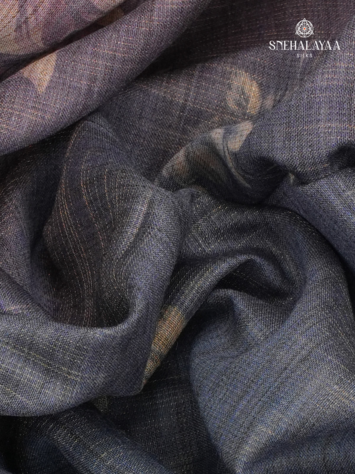 Grey Foral Printed Tussar Saree