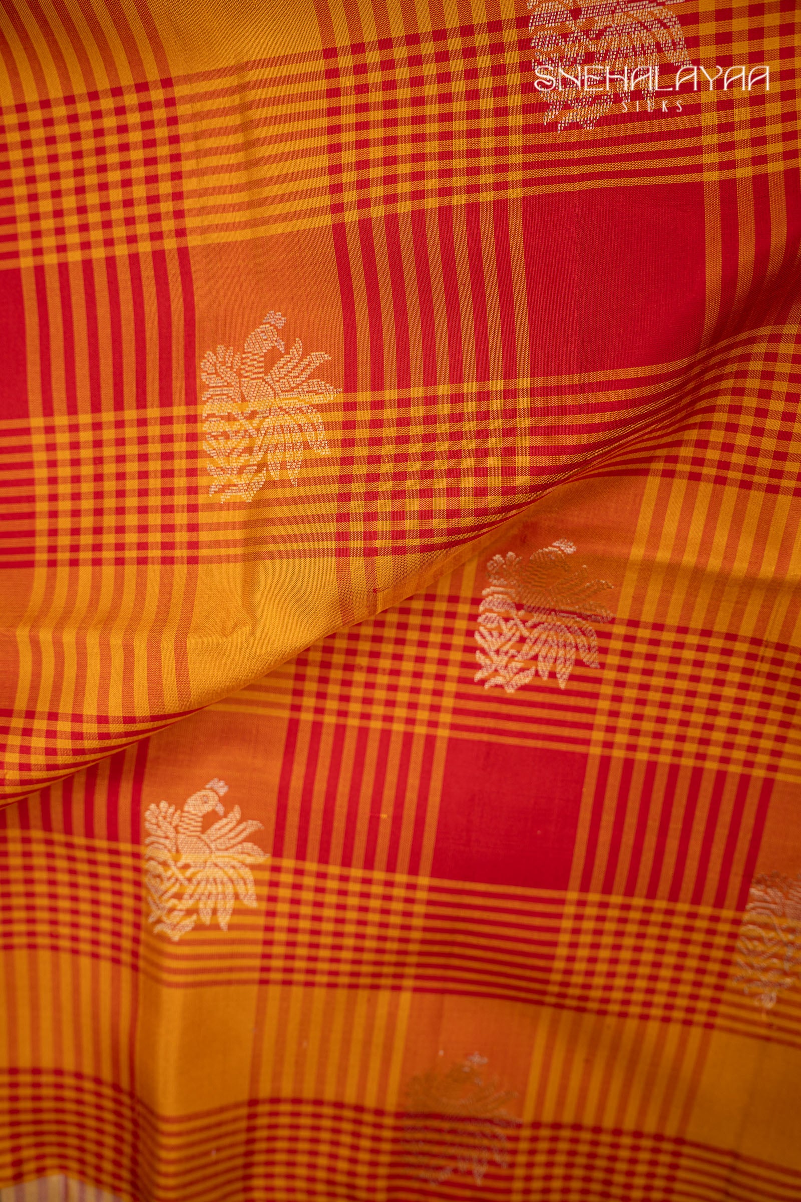 Apricot Orange Kancheevaram Soft Silk Saree