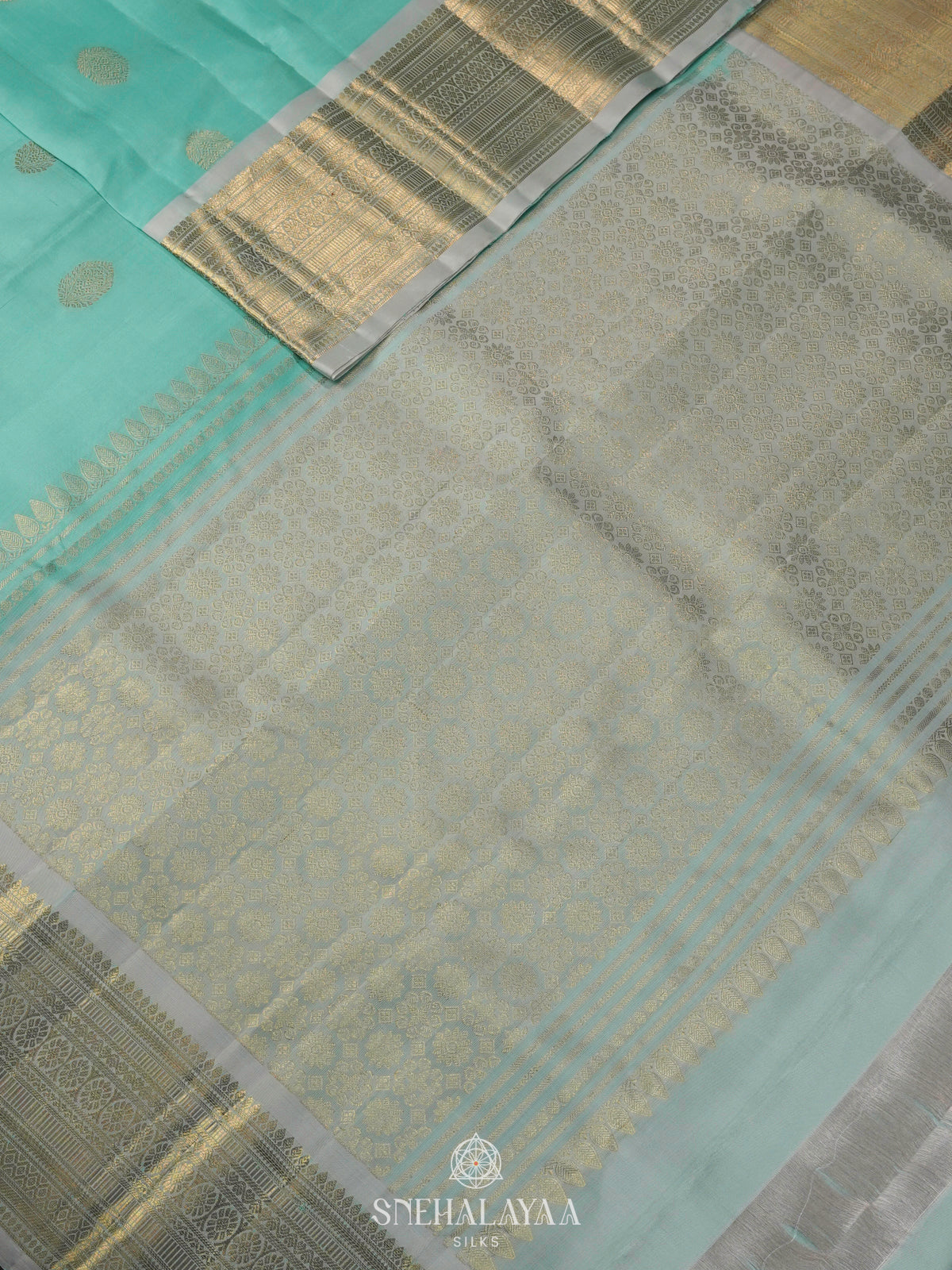Seafoam Green Kanjivaram Silk Saree