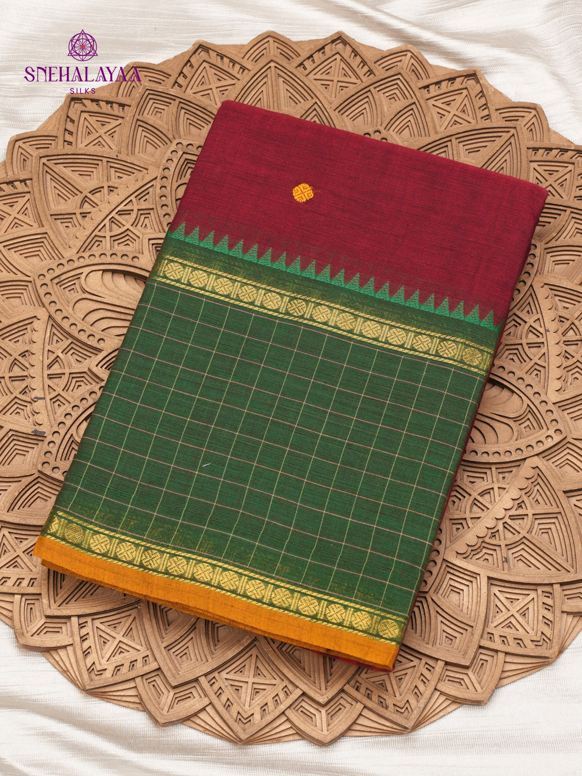Maroon Chettinad Cotton Saree