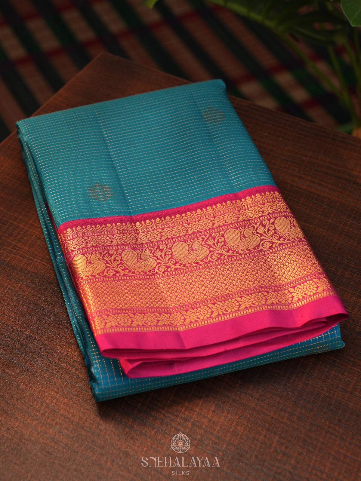 Peacock Blue Kanjivaram Silk Saree