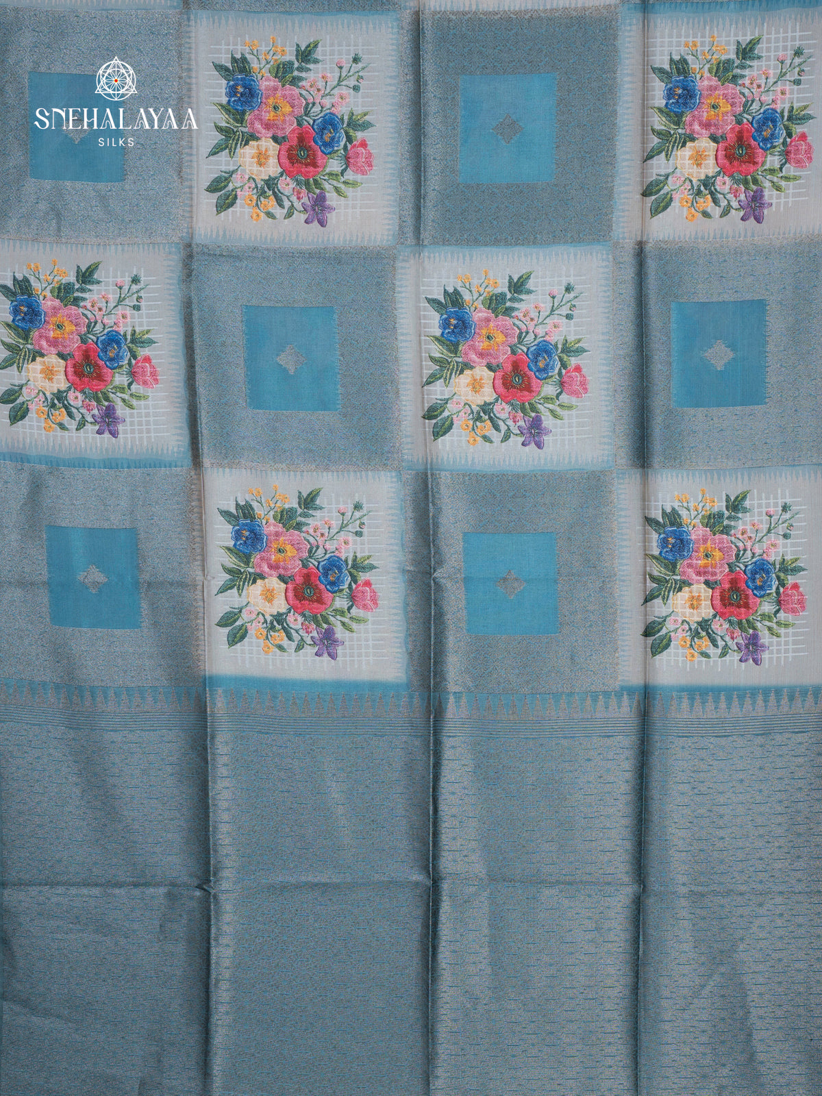 Ice Blue Jute Saree