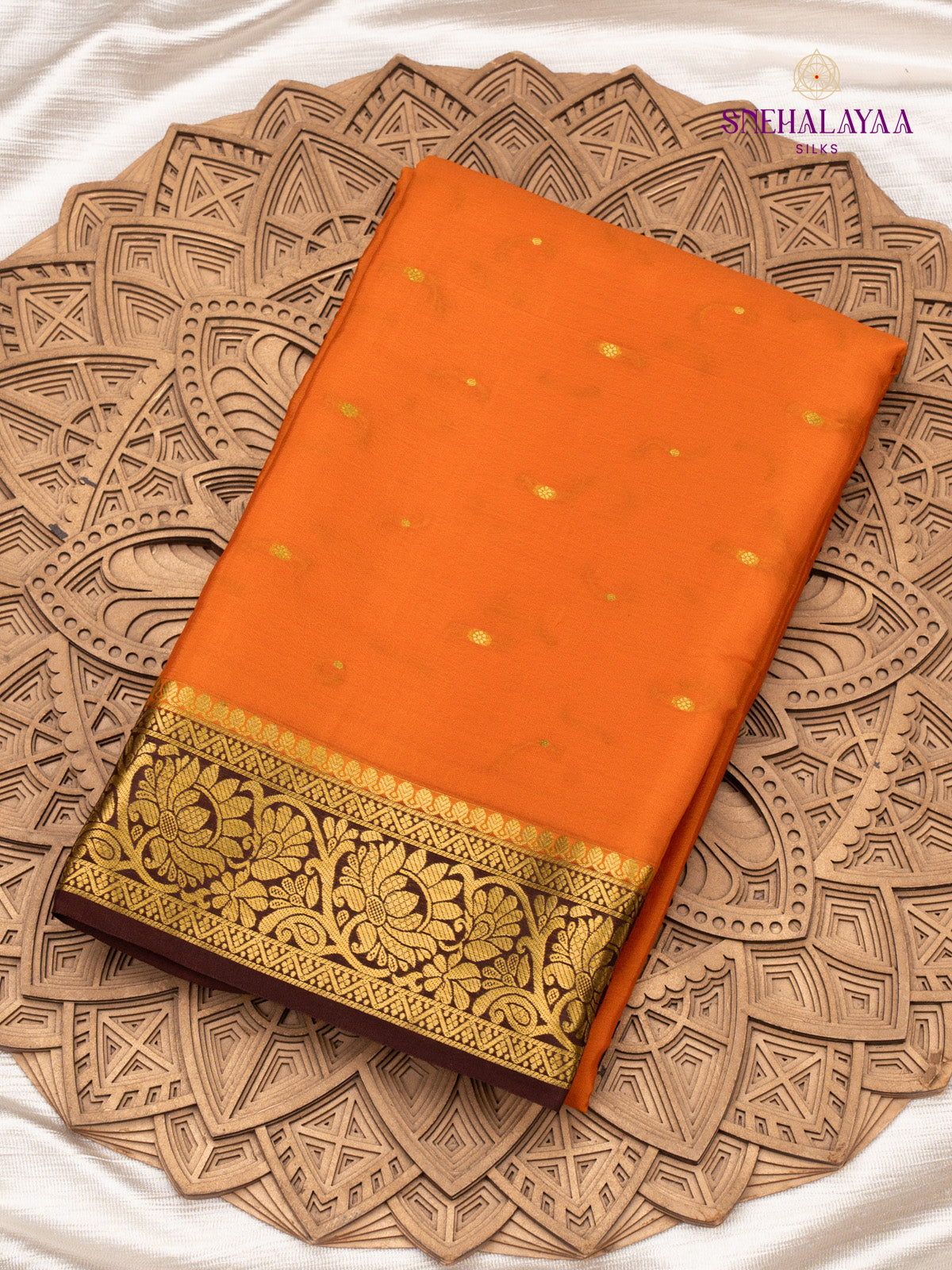 Orange Mysore Silk Saree