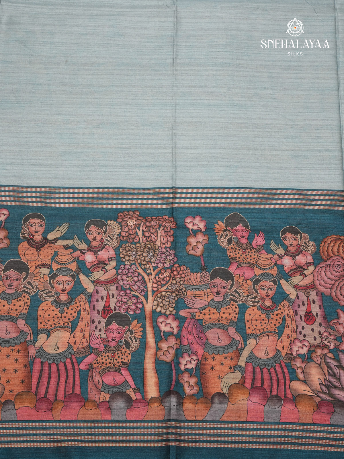 Grey Kalamkari Tusar Saree