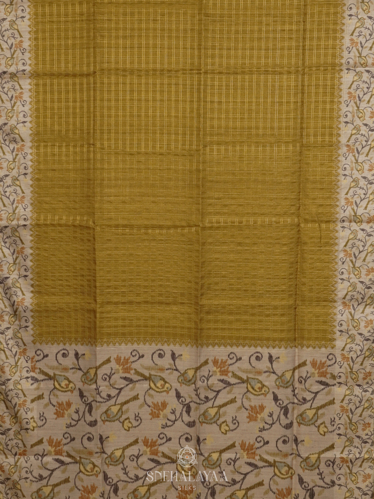Olive Green Tussar Saree