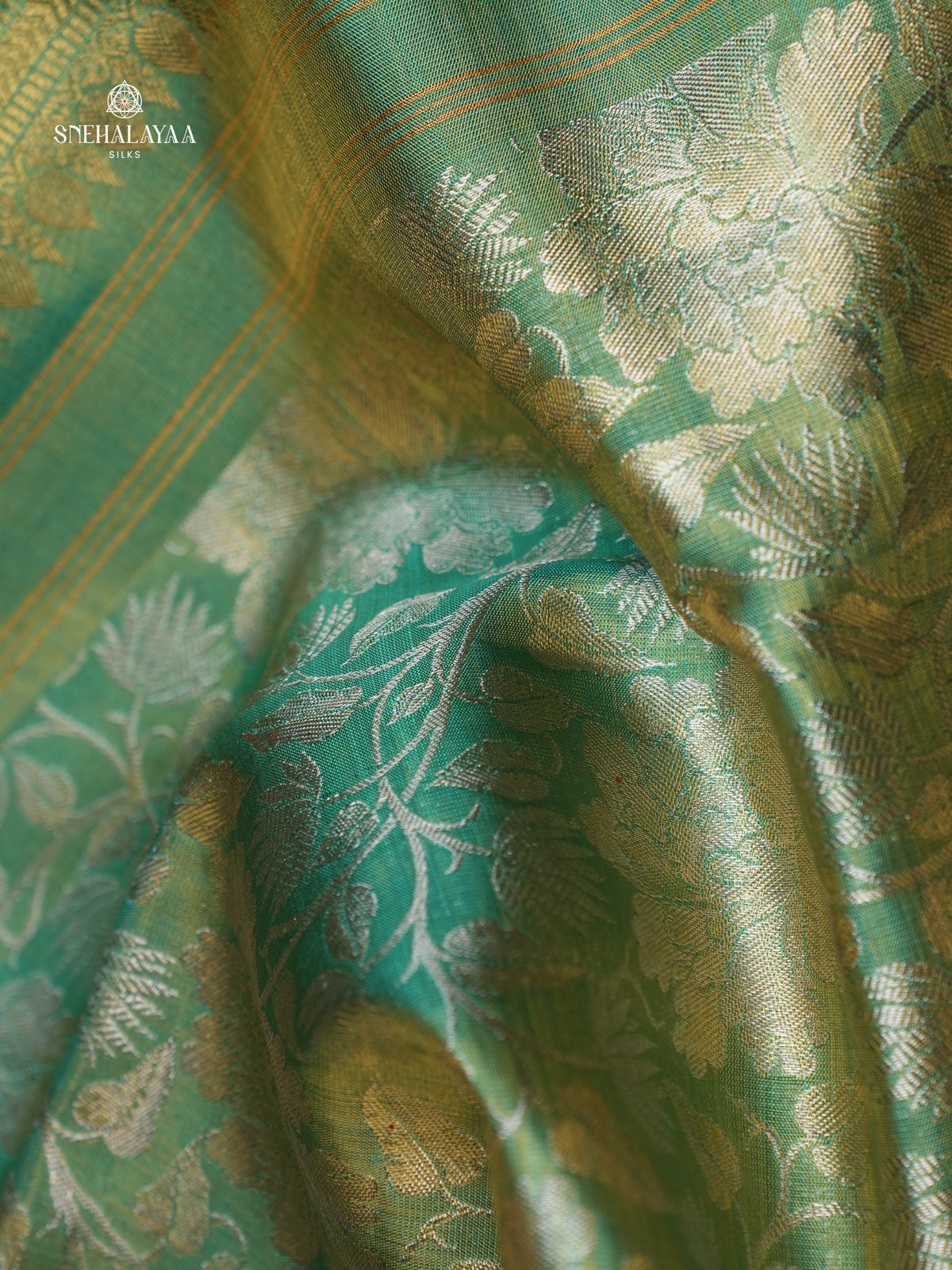 Seafoam Green Kanjivaram Silk Saree