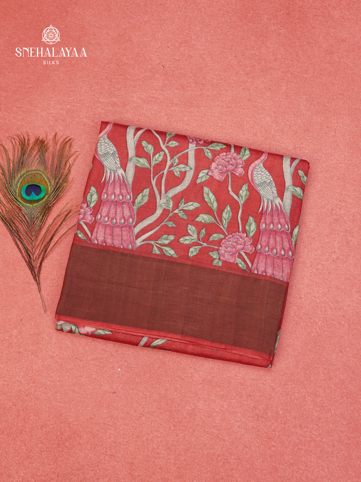 Maroon Tussar Saree