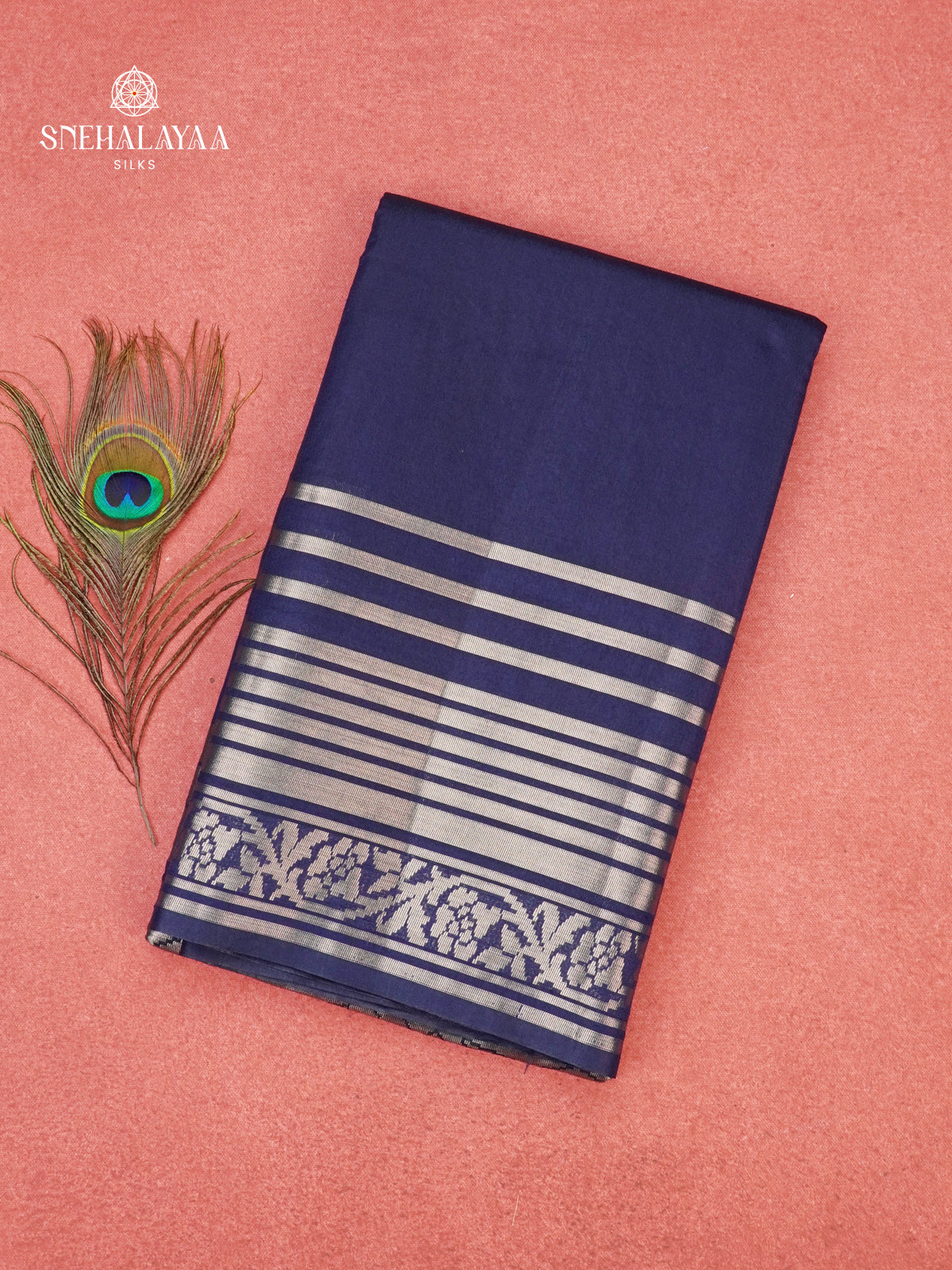 Navy Blue Banaras Silk Saree