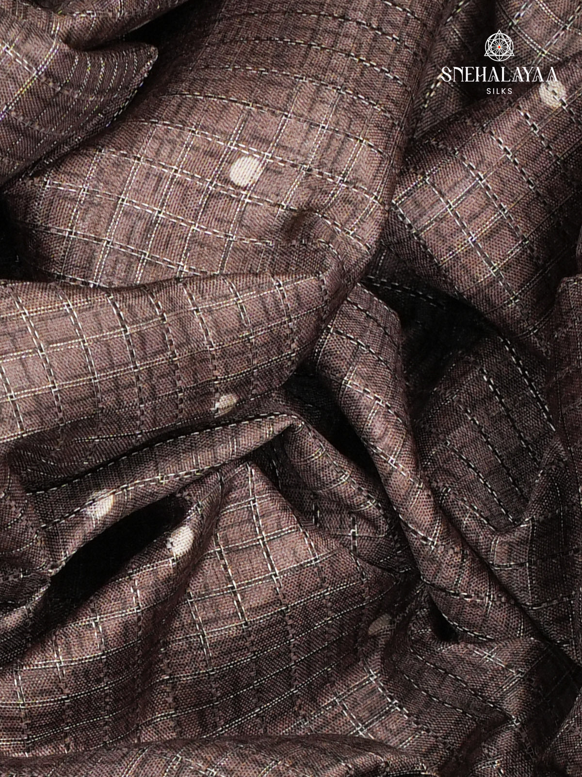 Black Floral Printed Tussar Saree