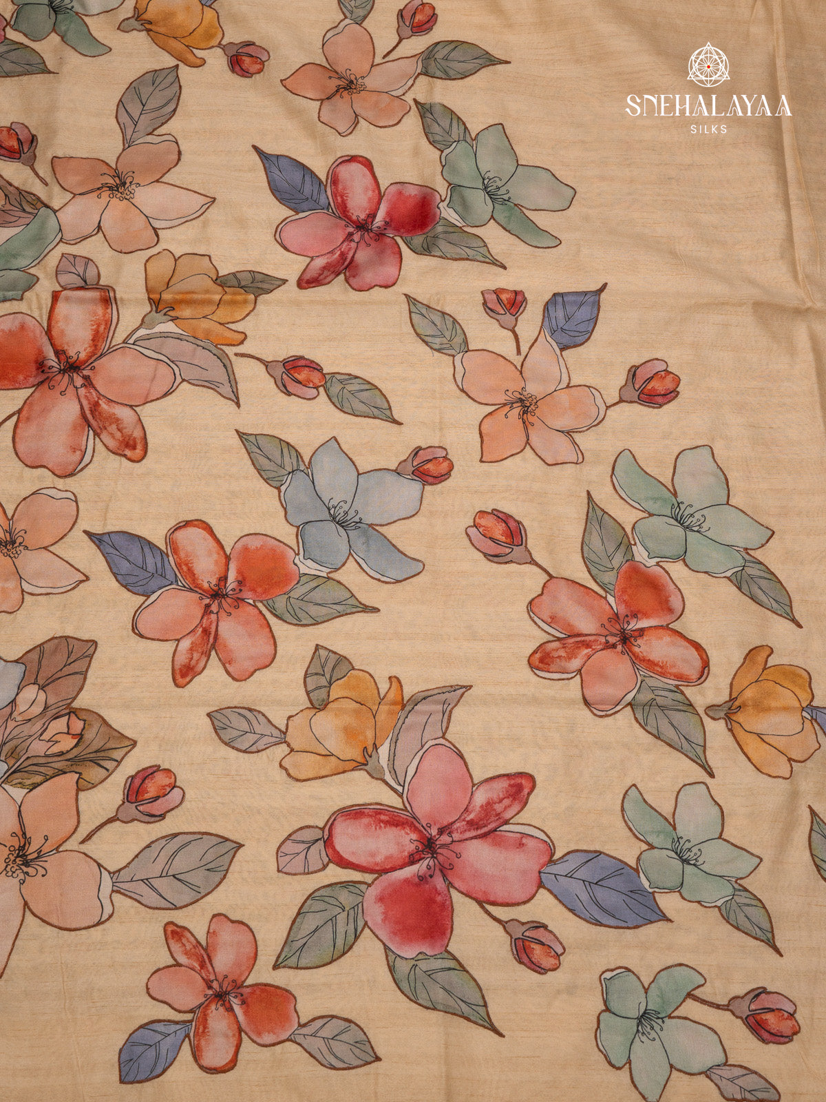 Sandal Raw Silk Embroidery Saree