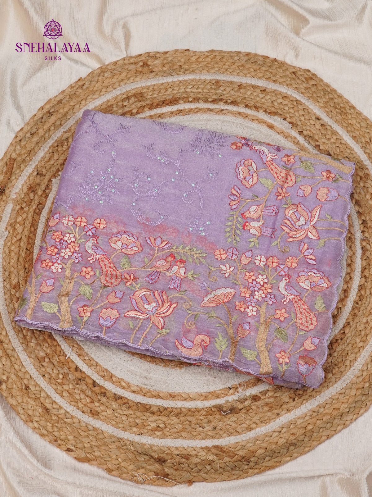 Lavender Embroidery Designer Saree