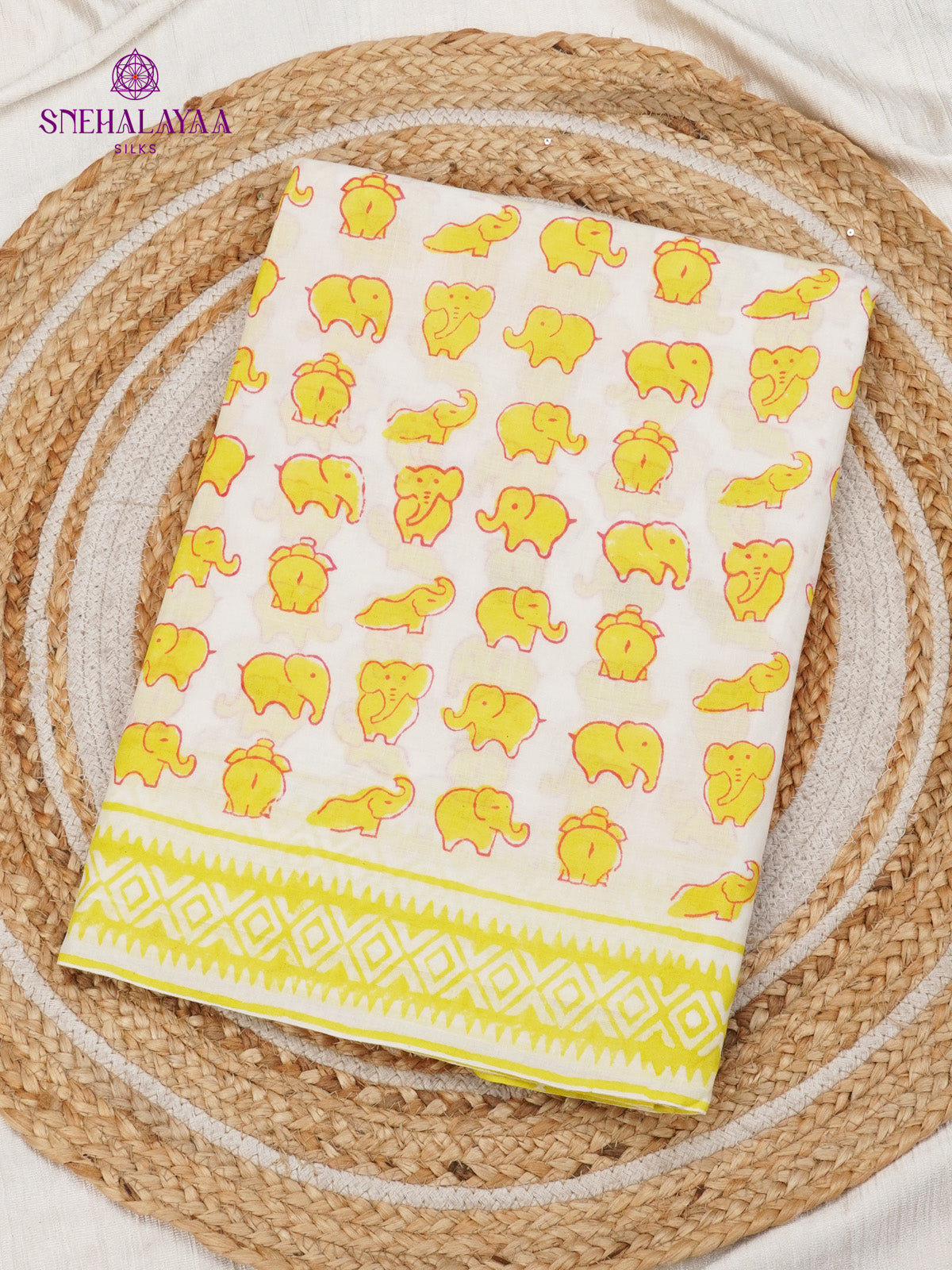 White Jaipur Cotton Saree