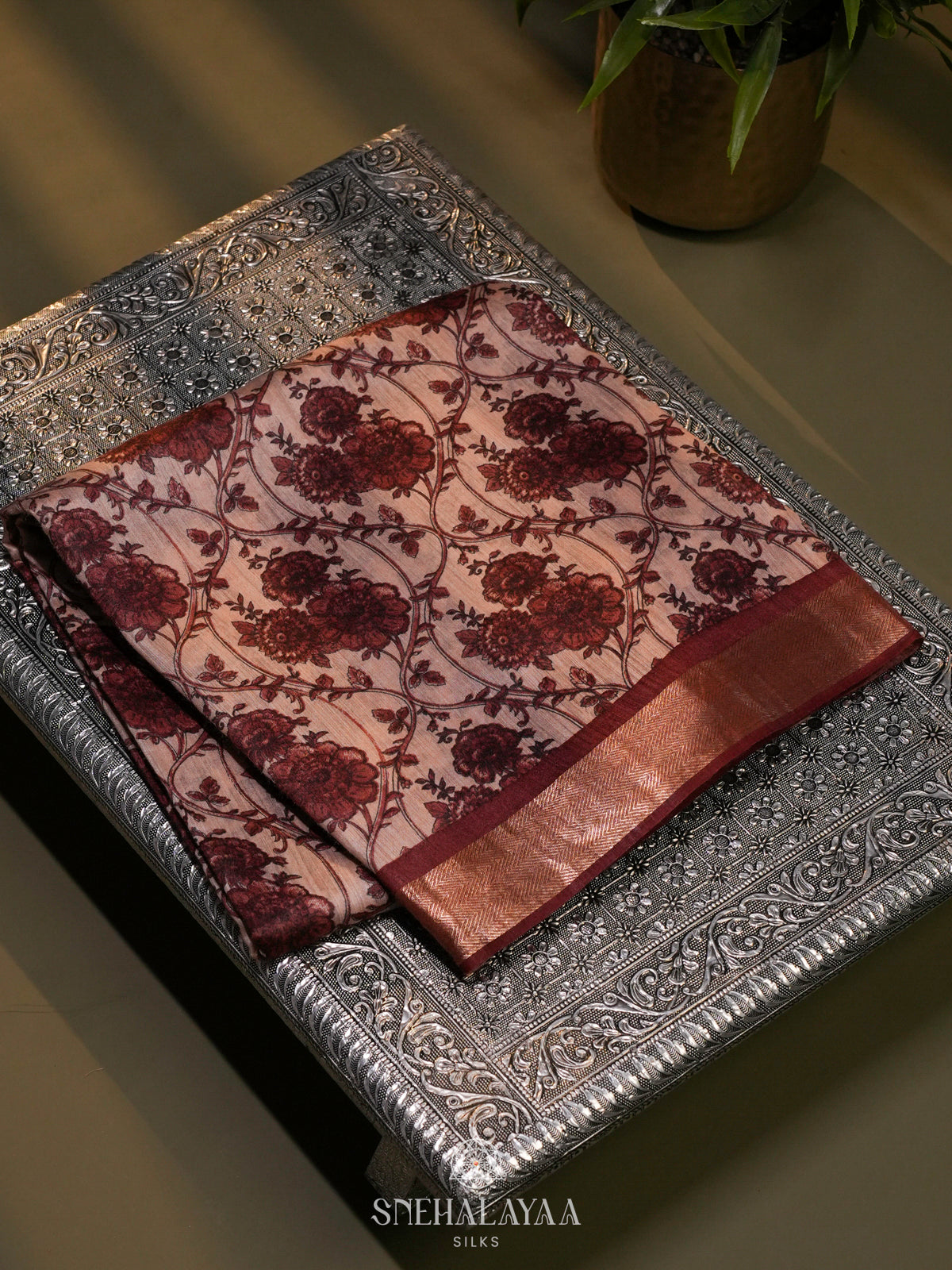 Beige Chanderi Saree