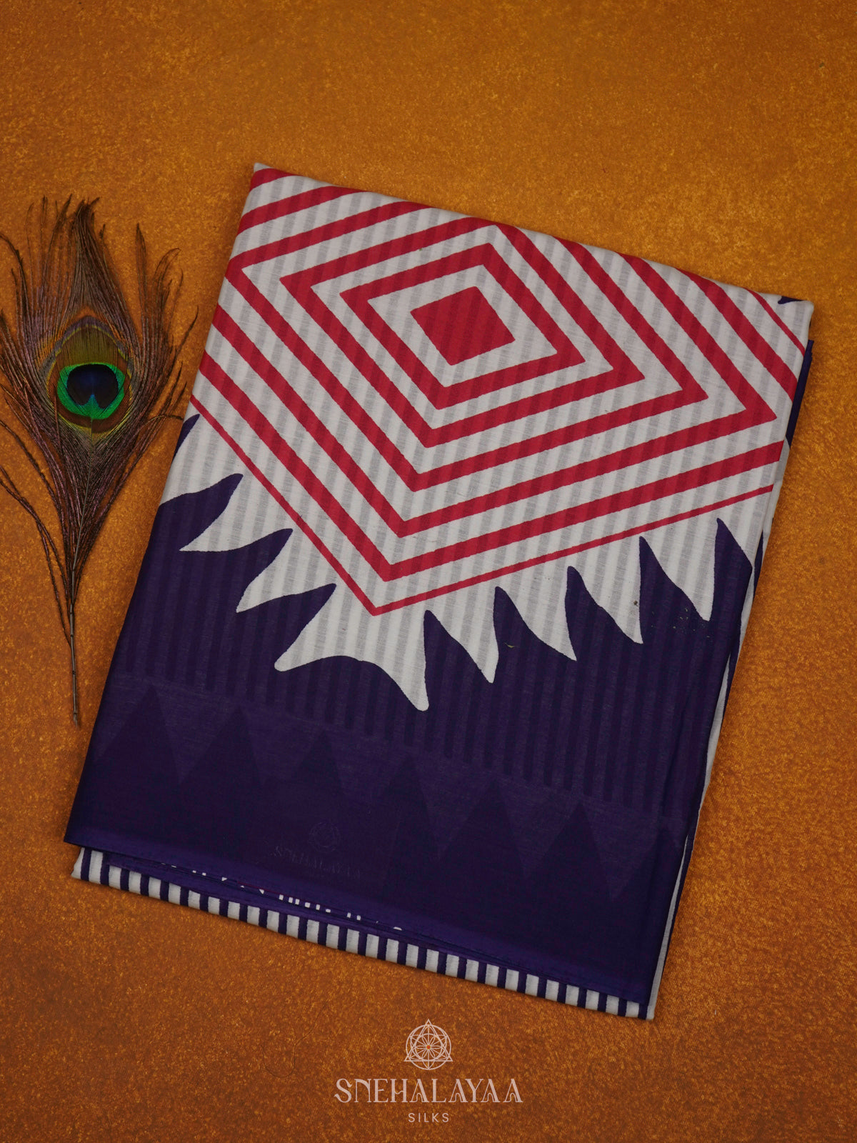 Navy Blue Jaipur Cotton Saree