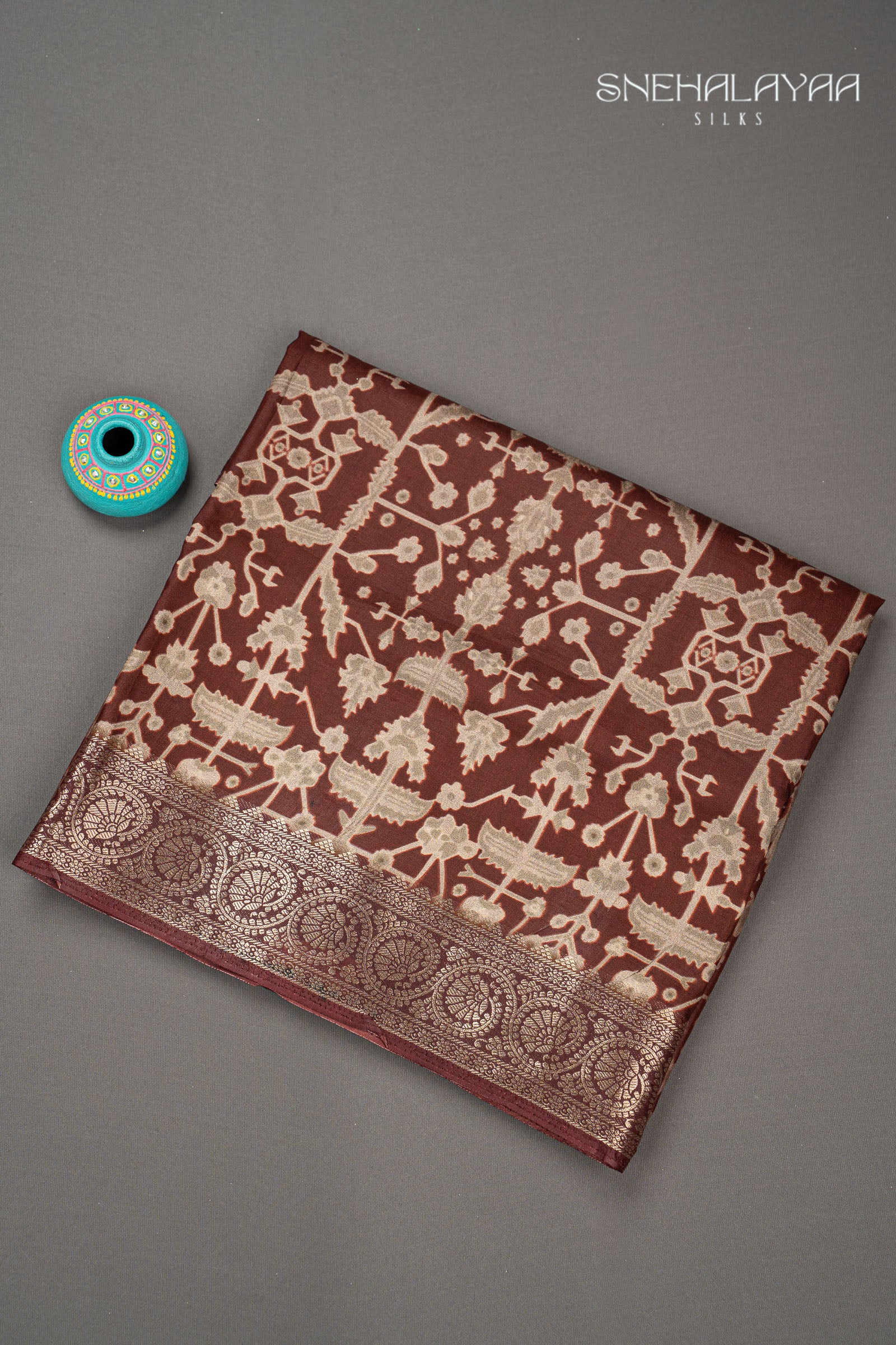 Cinnamon Brown Designer Saree