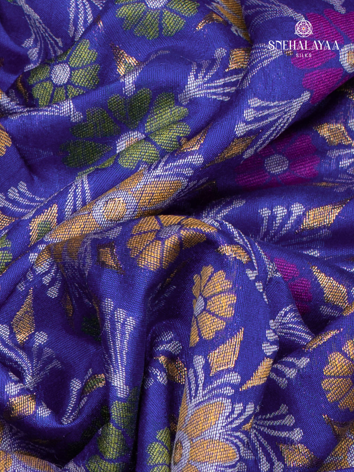 Royal Blue Ikat Silk Saree