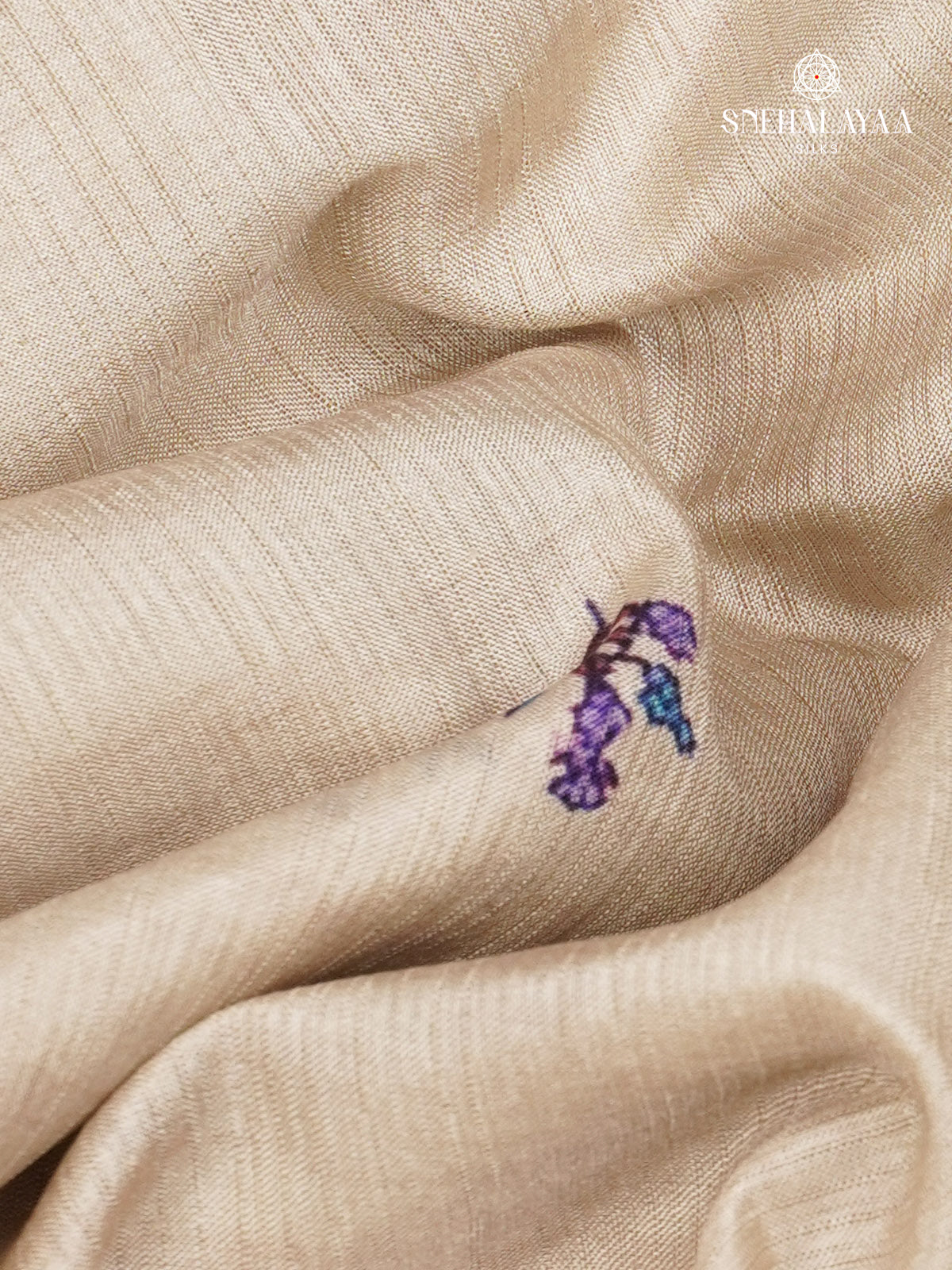 Biege With Purple Border Tussar Saree